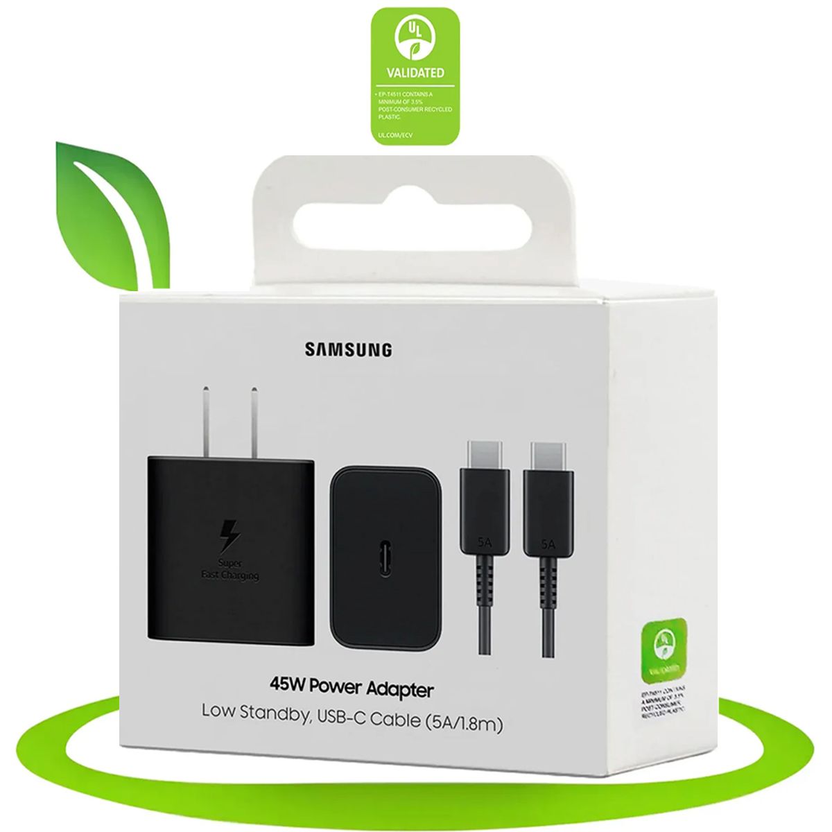 SAMSUNG - Cargador 45W para S23 Ultra + Cable C a C Premium GaNFast