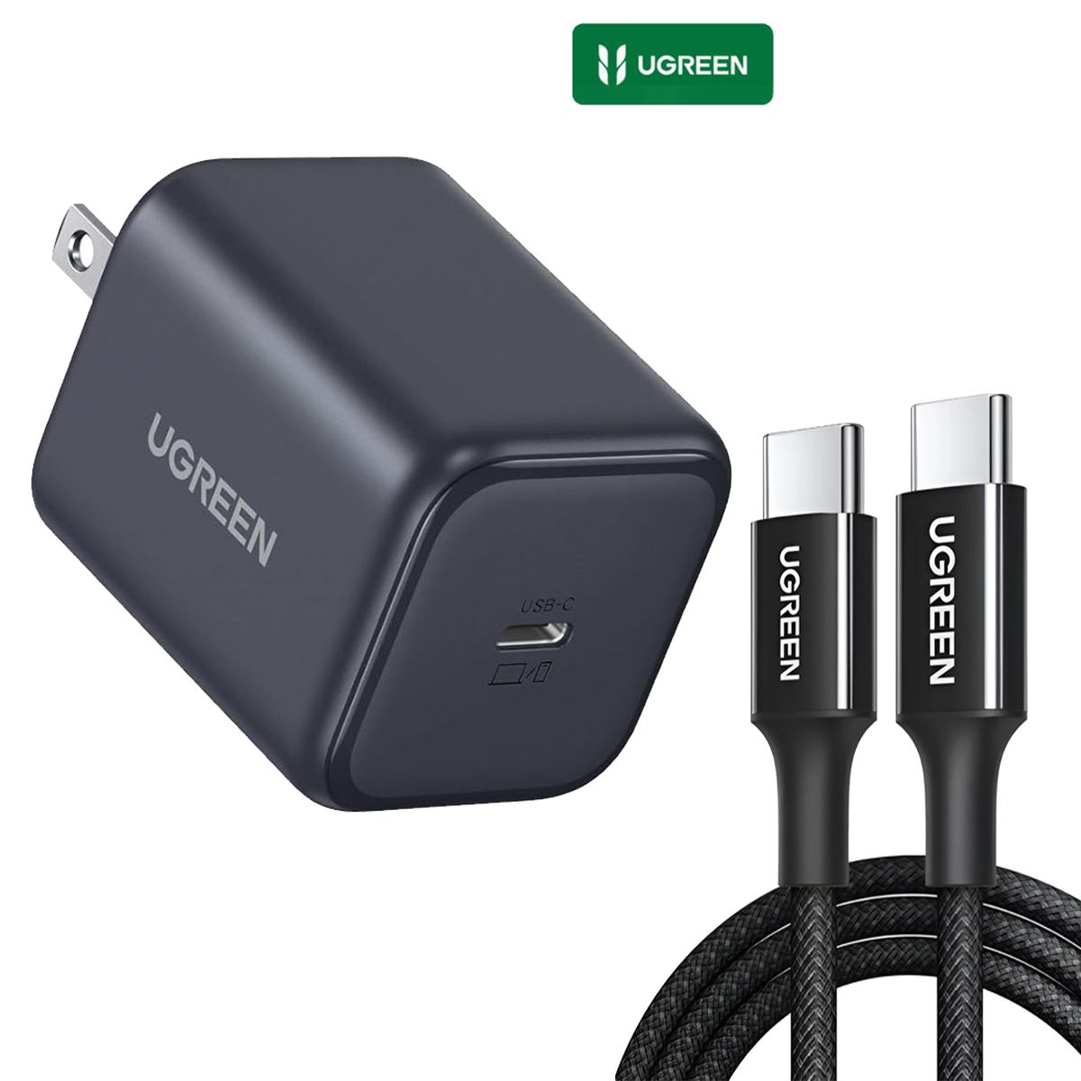 UGREEN - Adaptador Ugreen 45w Gan iPhone 17 Pro Max + Cable Braided C a C 2M