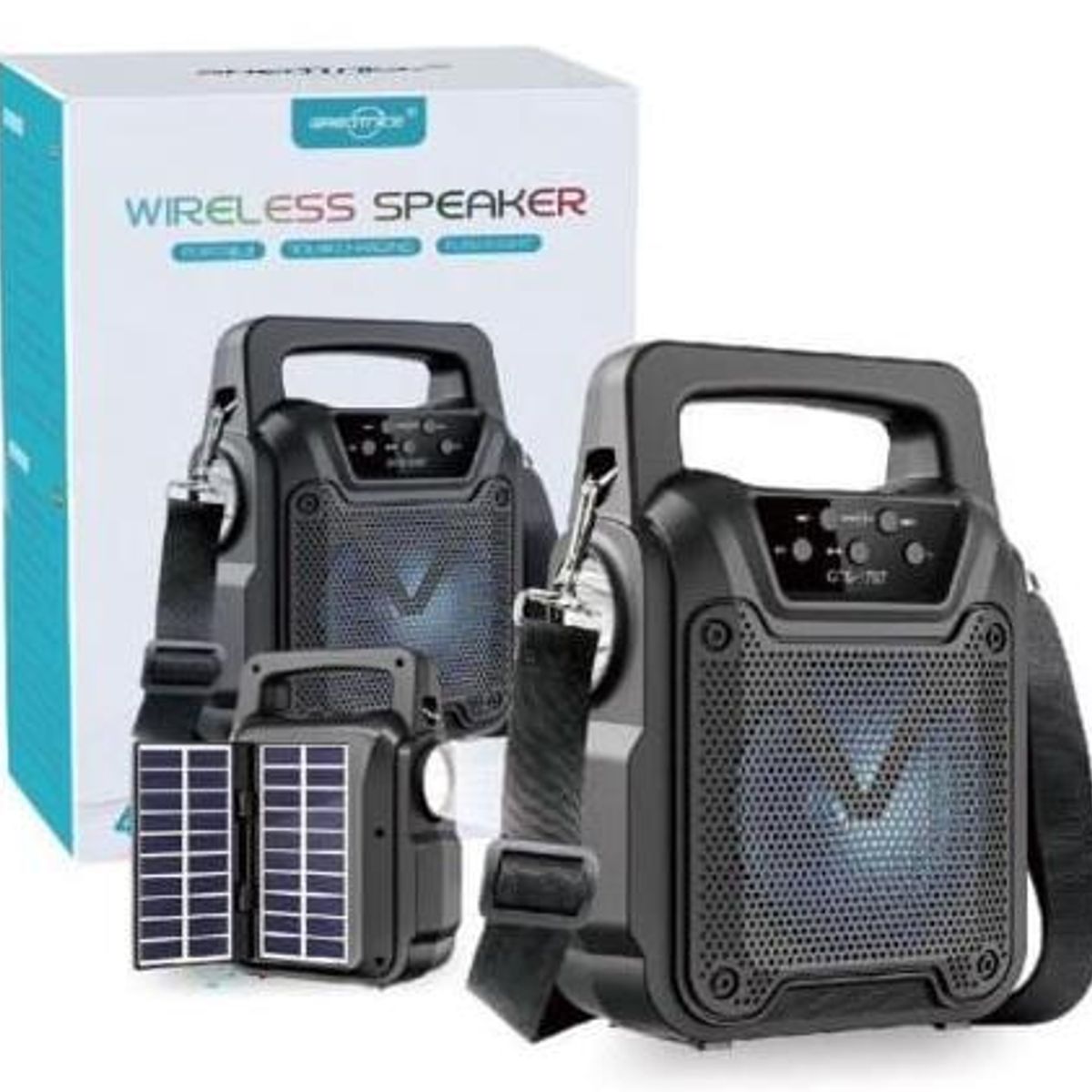 GENERICO - Parlante GTS-1767 4 Pulgadas Con Carga Panel Solar Color Negro