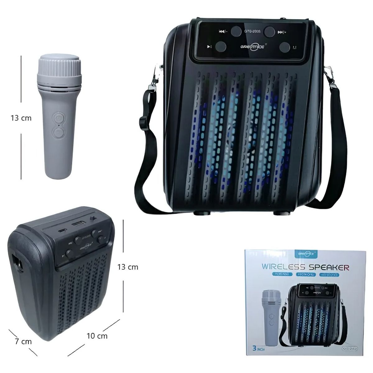 GENERICO - Parlante KTS-1916 4 Pulgadas Con Microfono Karaoke Portátil Negro