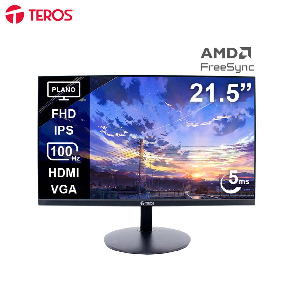 TEROS - Monitor plano TEROS TE-2130CS 215 FHD IPS 100Hz 5ms HDMI VGA