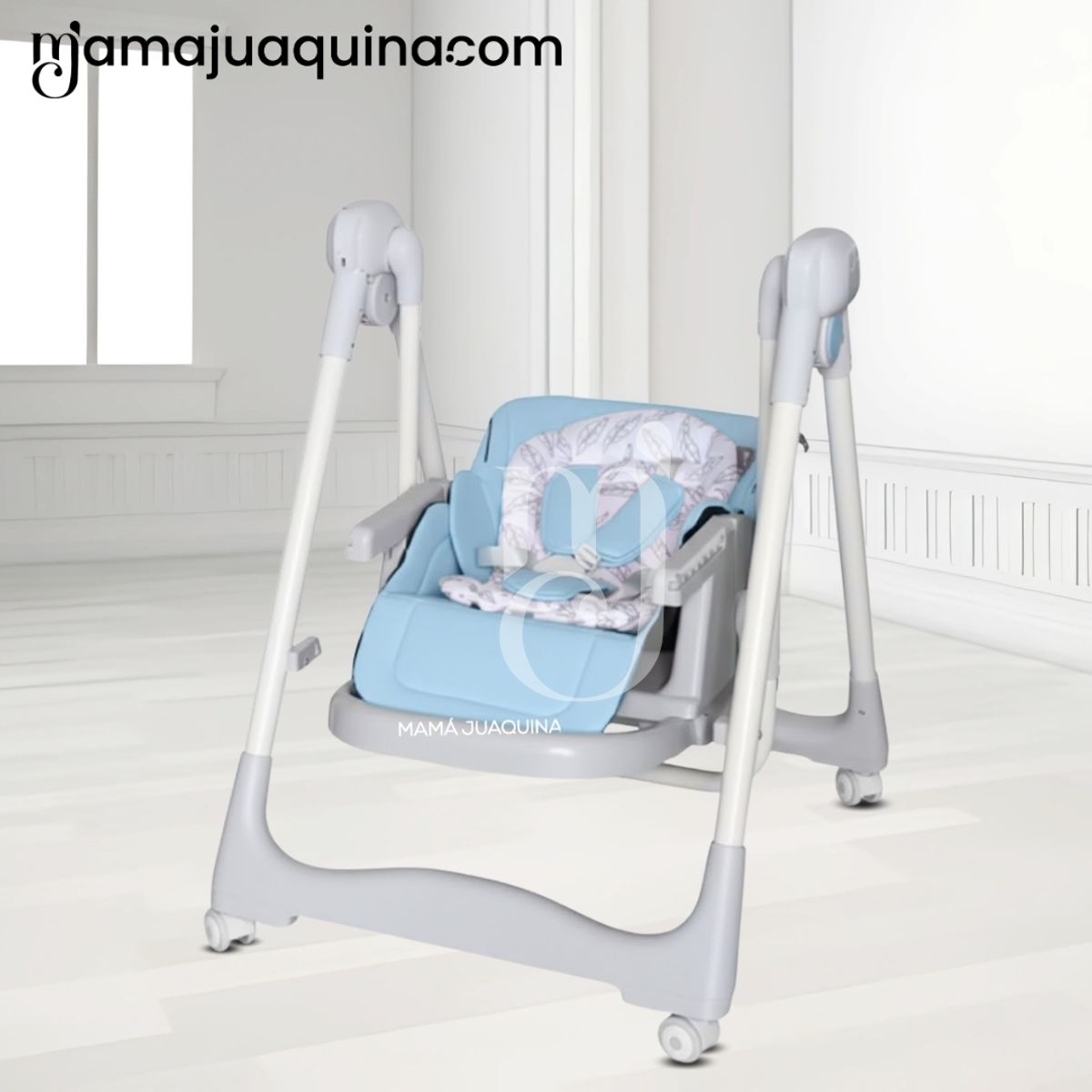 Baby - Silla de Comer Columpio 2 en 1 «IVONNY» Edición Exclusiva Light Blue