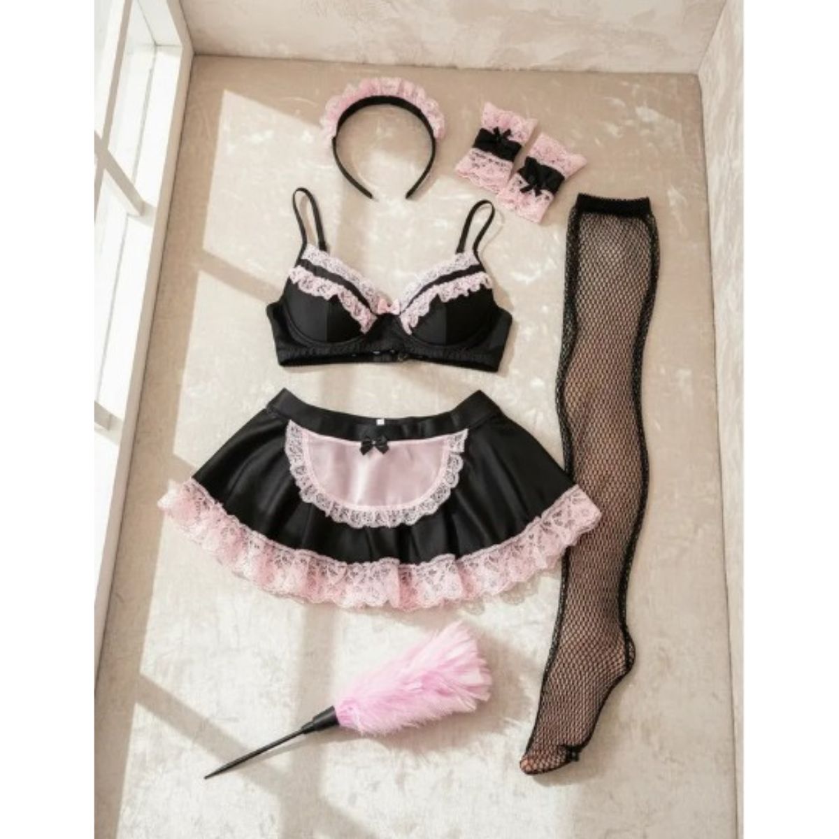GENERICO - LENCERIA SEXY DISFRAZ MUCAMA  ENCAJE  TALLA S-M-L