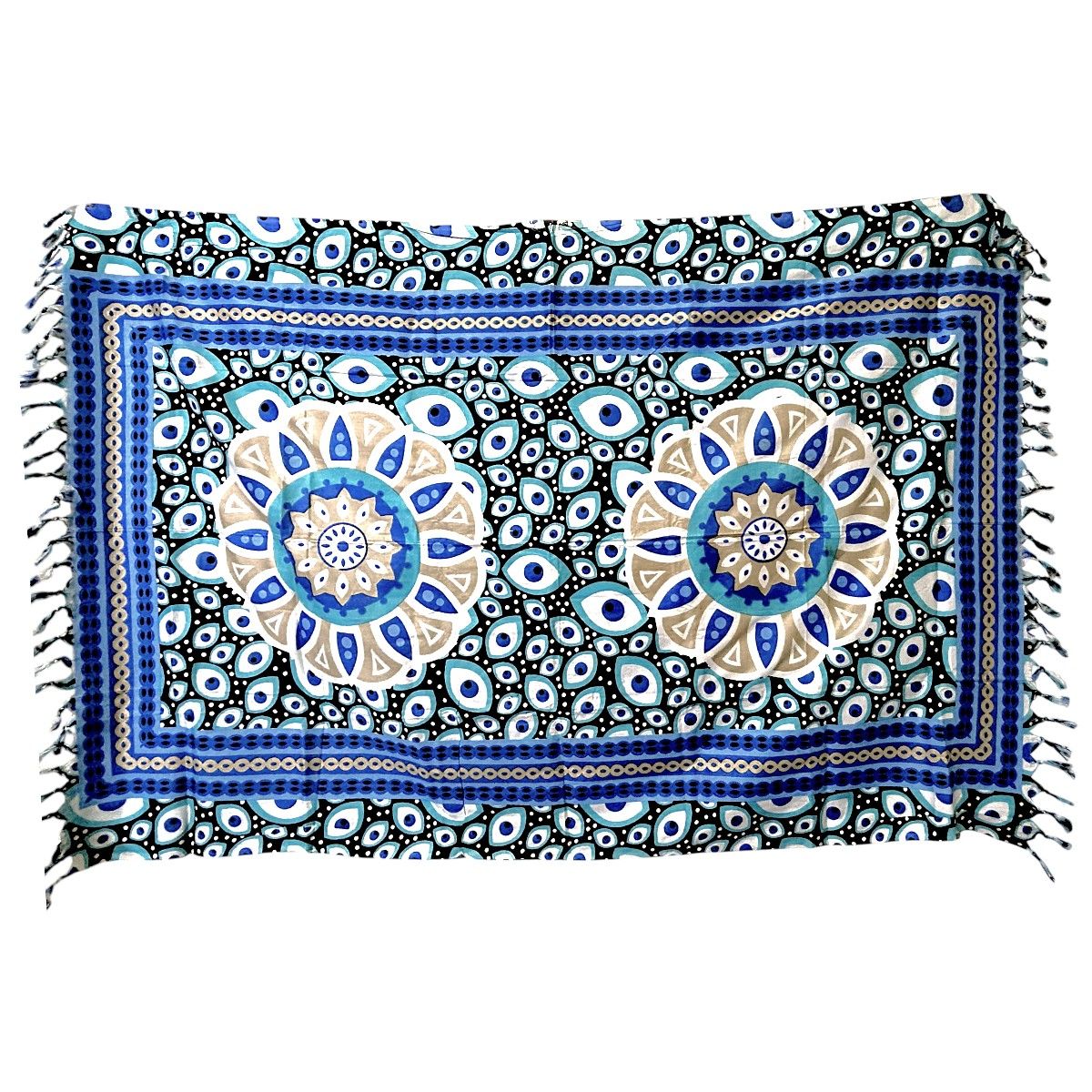 MAGE DISTRIBUTION - Pareo Mandala Ojo Turco y Ojo Griego Azúl Con Blanco