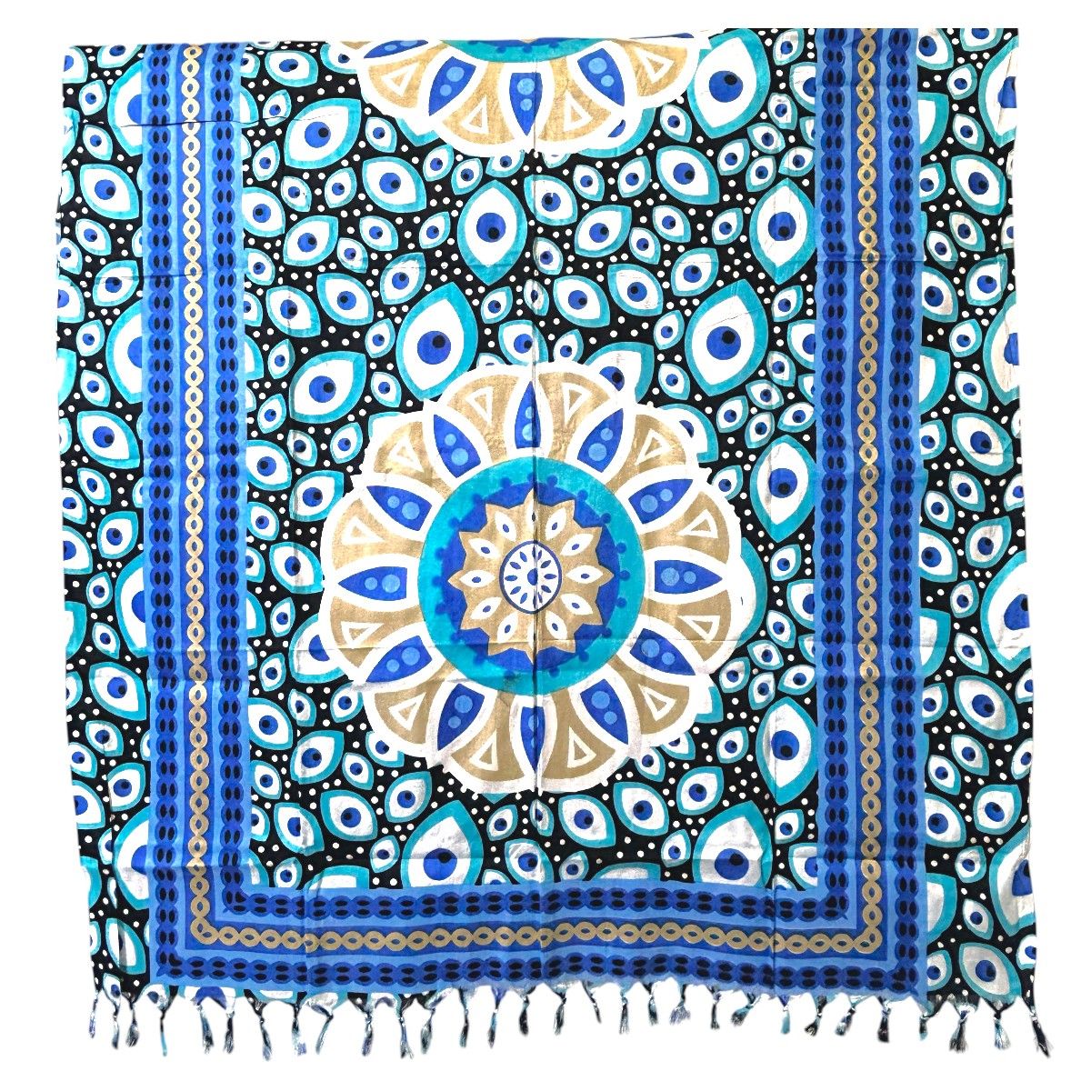 MAGE DISTRIBUTION - Pareo Mandala Ojo Turco y Ojo Griego Azúl Con Blanco