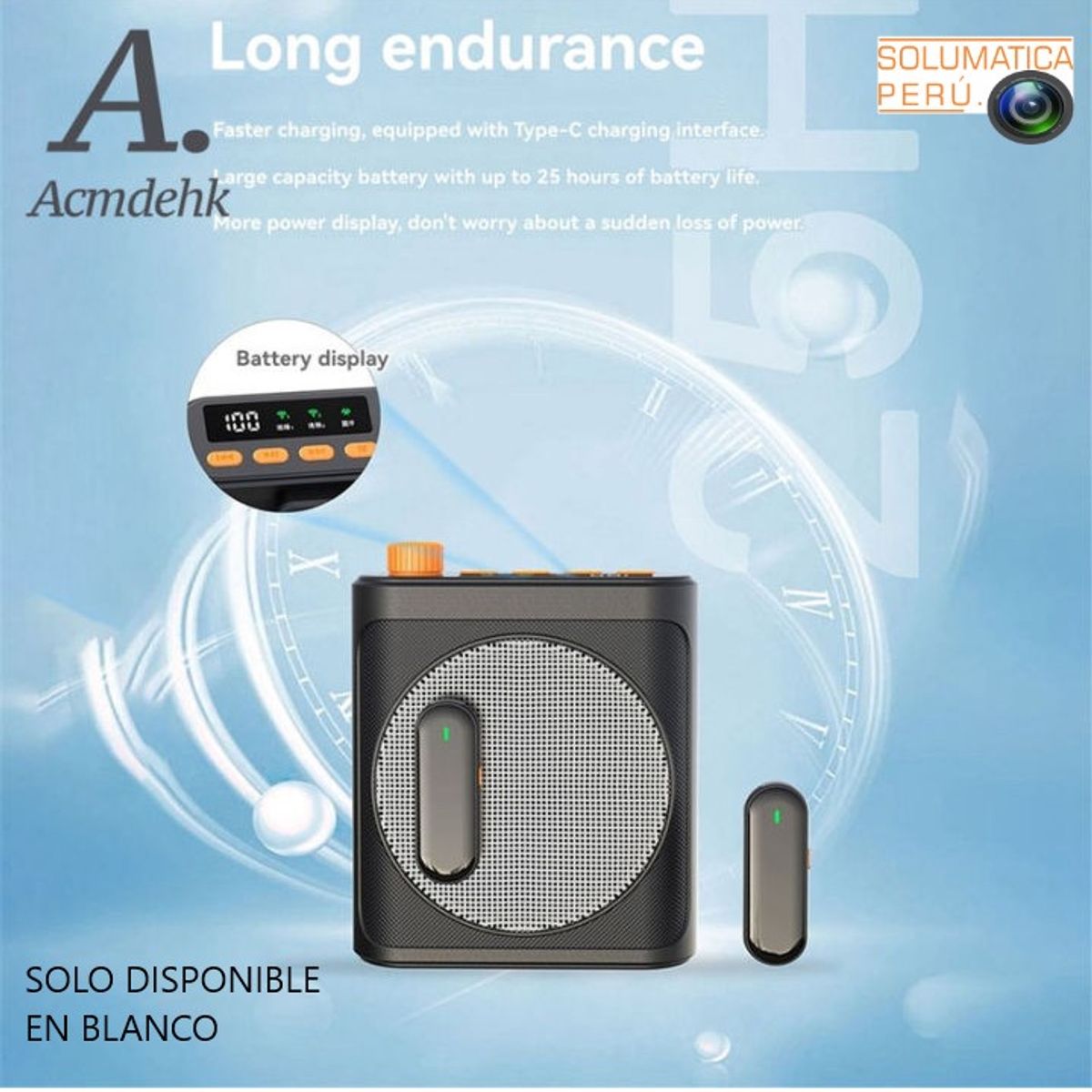 OEM - Amplificador De Voz Para Clases - Mp3 Bluetooth - 2 micros Inalambricos