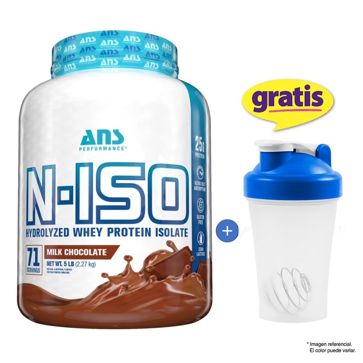 ANS PERFORMANCE - N-ISO WHEY PROTEIN ISOLATE 2.27 kilos proteína hidrolizada Chocolate + Obsequio