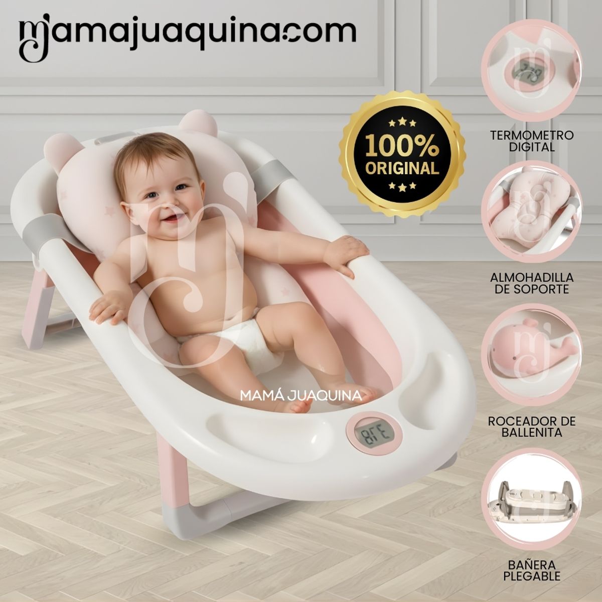 Bañera Plegable para Bebés «DOUX WHALL» Edición Limitada Pink, marca Baby - Foto Principal