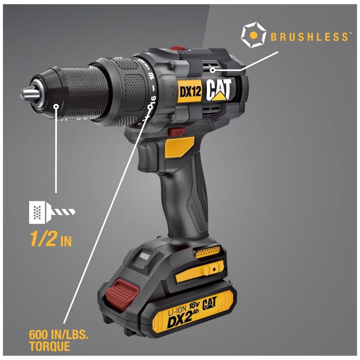 CAT - TALADRO PERCUTOR ATORNILLADOR DE IMPACTO 215Nm MEGACOMBO BRUSHLES 18V DXK201 CAT