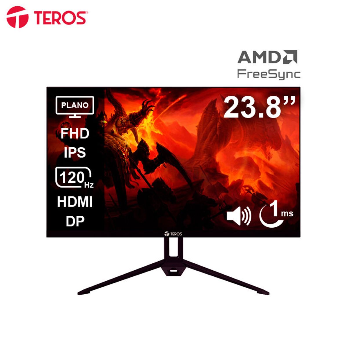 TEROS - Monitor Plano TEROS TE-2415S 238 FHD IPS 120Hz 1ms HDMI DP