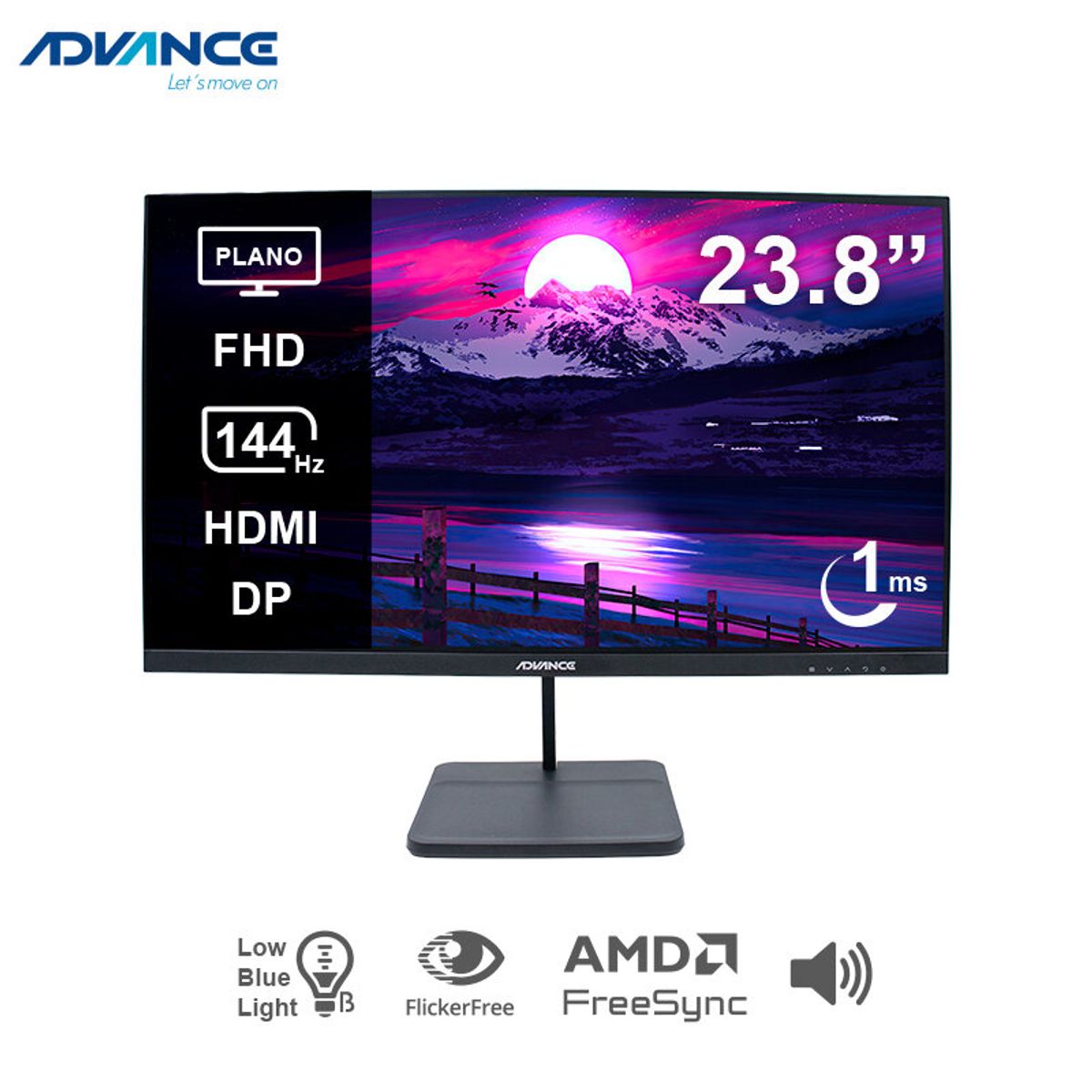 ADVANCE - Monitor plano ADVANCE ADV-2454S 238 FHD IPS 144Hz 1ms HDMI DP