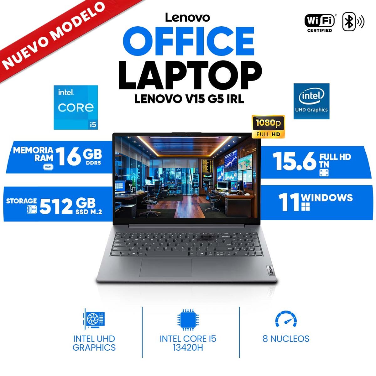 LENOVO - Laptop Lenovo V15 G5 IRL, Core i5-13420H, 16GB DDR5, 512 GB SSD M.2, 15.6 FULL HD TN