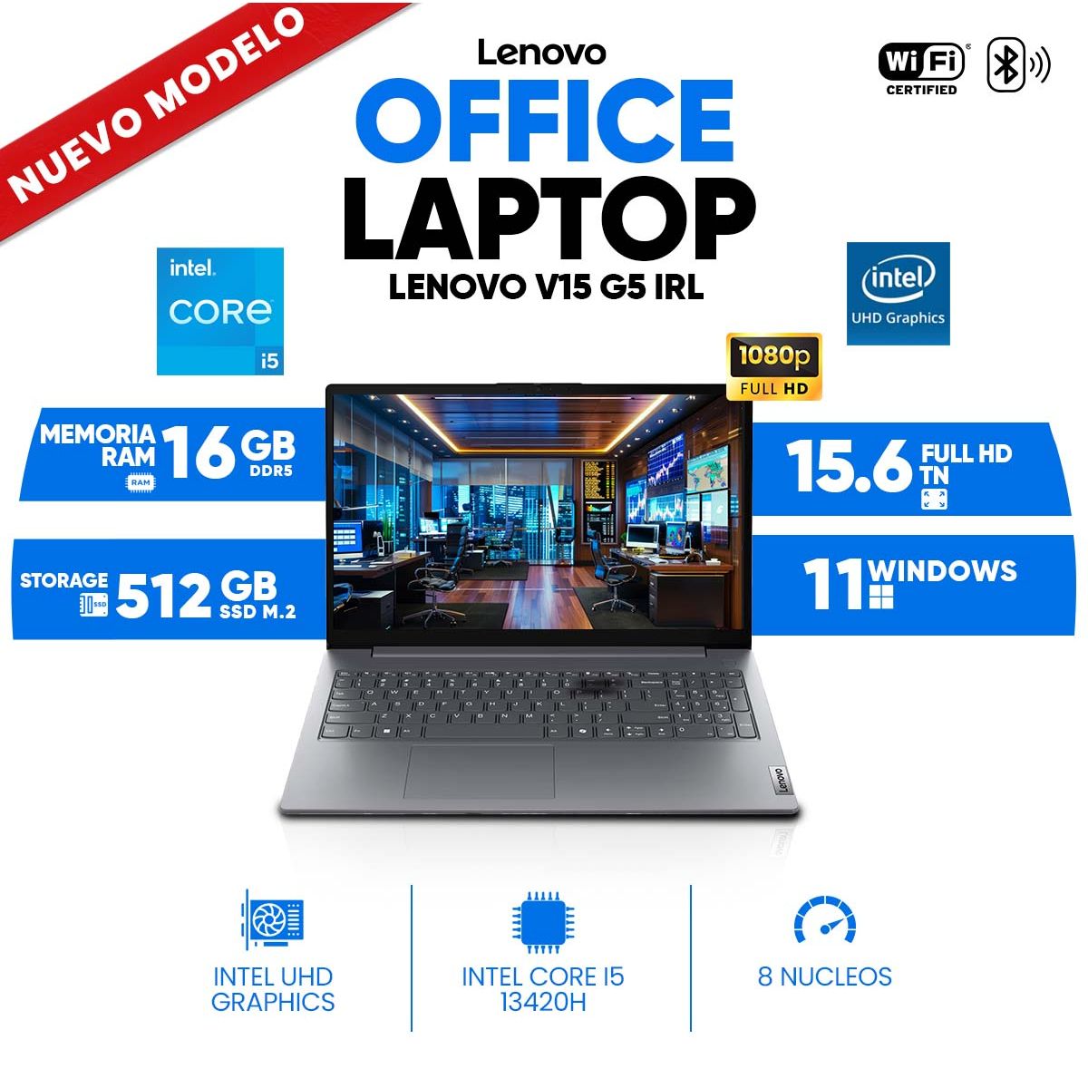 LENOVO - Laptop Lenovo V15 G5 IRL, Core i5-13420H, 16GB DDR5, 512 GB SSD M.2, 15.6 FULL HD TN