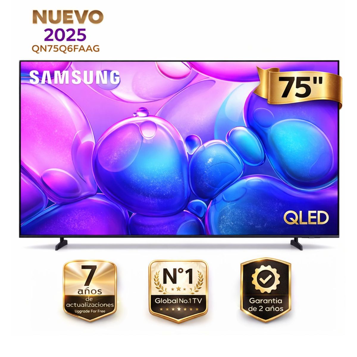 SAMSUNG - Televisor Samsung 75" Qled  QN75Q6FAAGXPE 4k UHD Tizen Smart Tv 2025