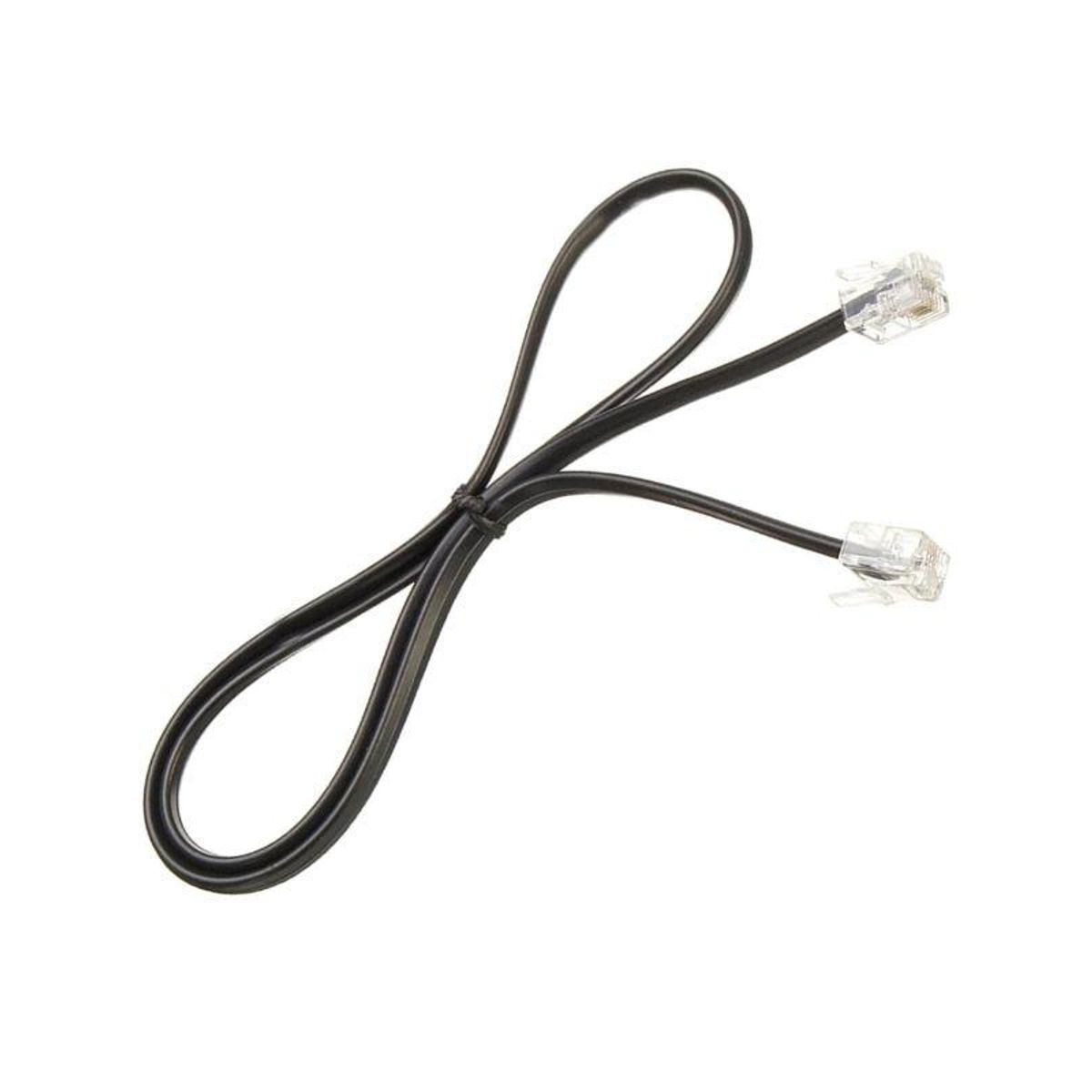 GENERICO - Cable Telefónico RJ11 1 Metro Espiral Negro - Conector 6P4C para Teléfono Fijo / Central / Fax