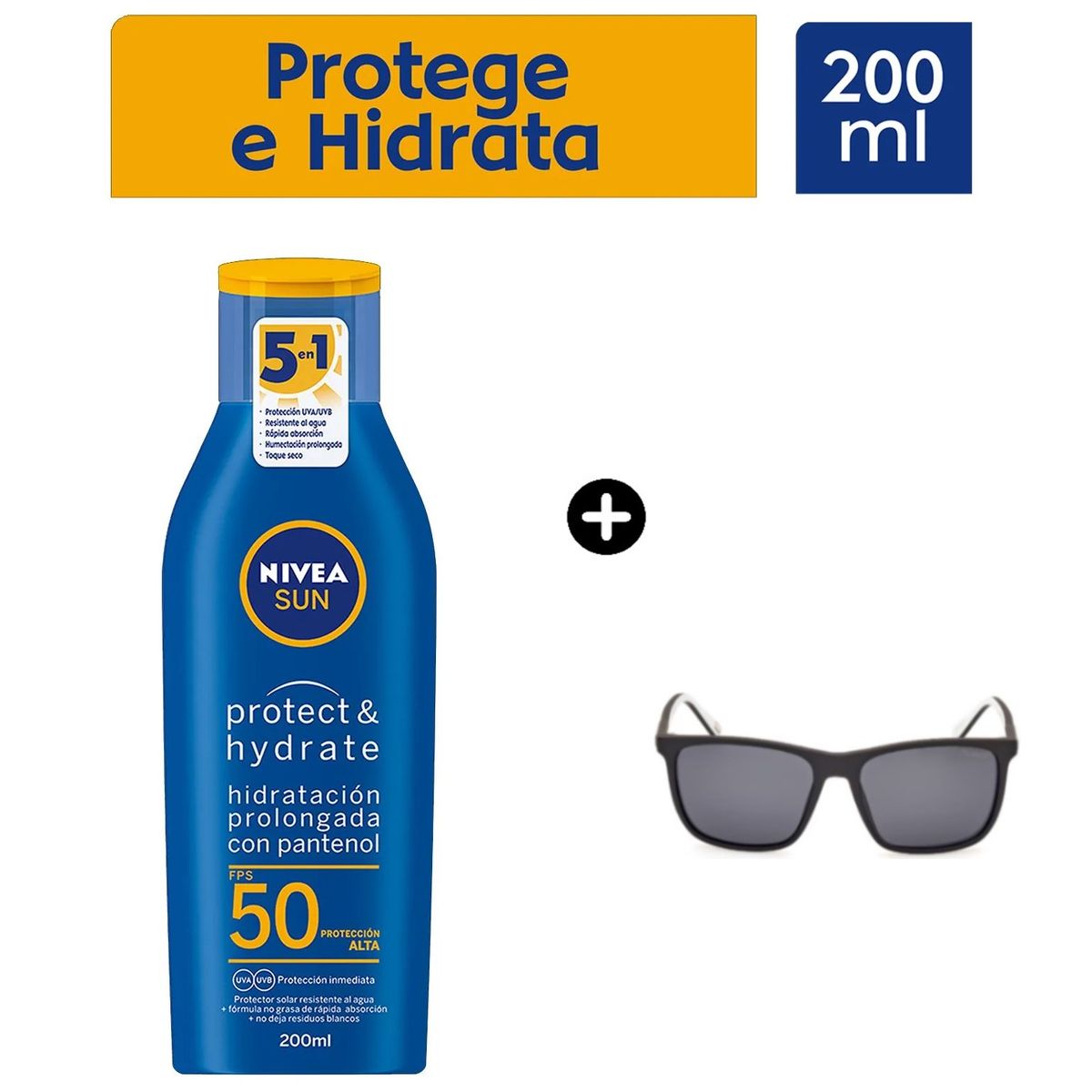 Nivea - Bloqueador Solar NIVEA Protect & Hydrate FPS 50 Frasco 200ml + LENTES