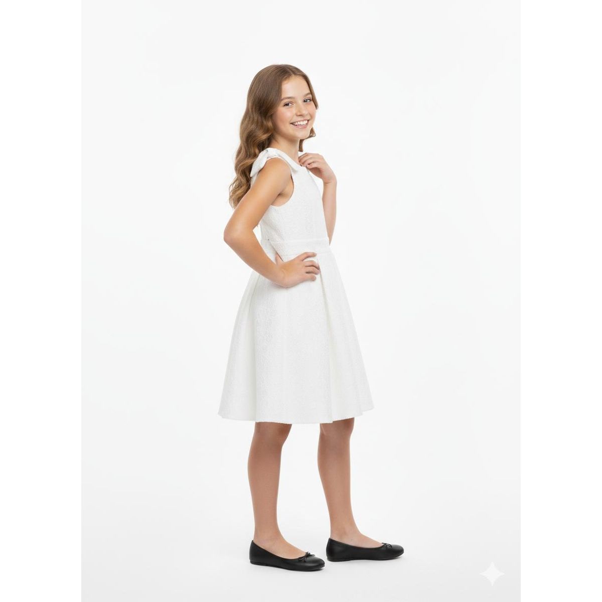 GENERICO - VESTIDO BLANCO DE GASA ELEGANTE PARA NIÑA
