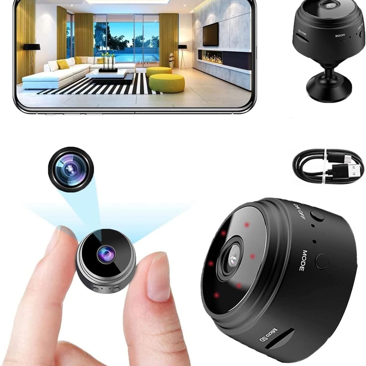OEM - Mini Camara Espia Oculta Videocámara 1080P HD WiFi Cámara Vigilancia Visión Nocturna Infrarroja