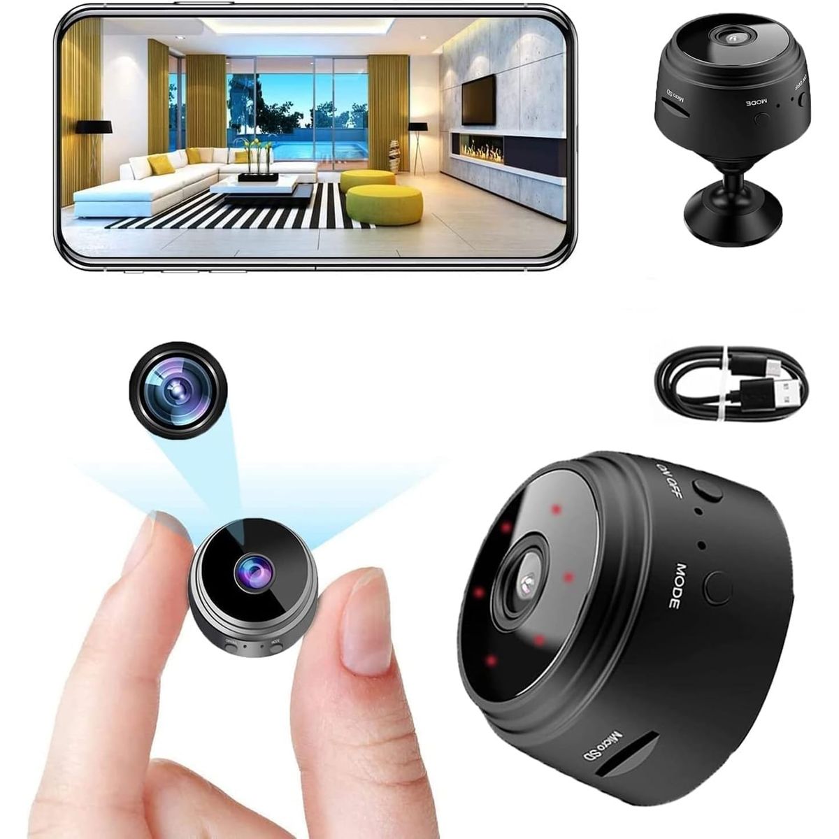 OEM - Mini Camara Espia Oculta Videocámara 1080P HD WiFi Cámara Vigilancia Visión Nocturna Infrarroja