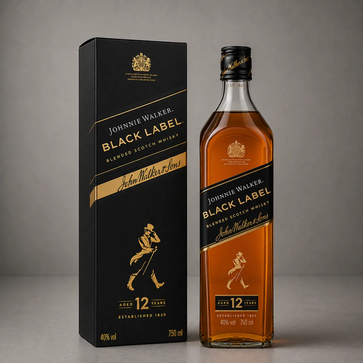 JOHNNIE WALKER - Black Label 750 ML + Caja - D