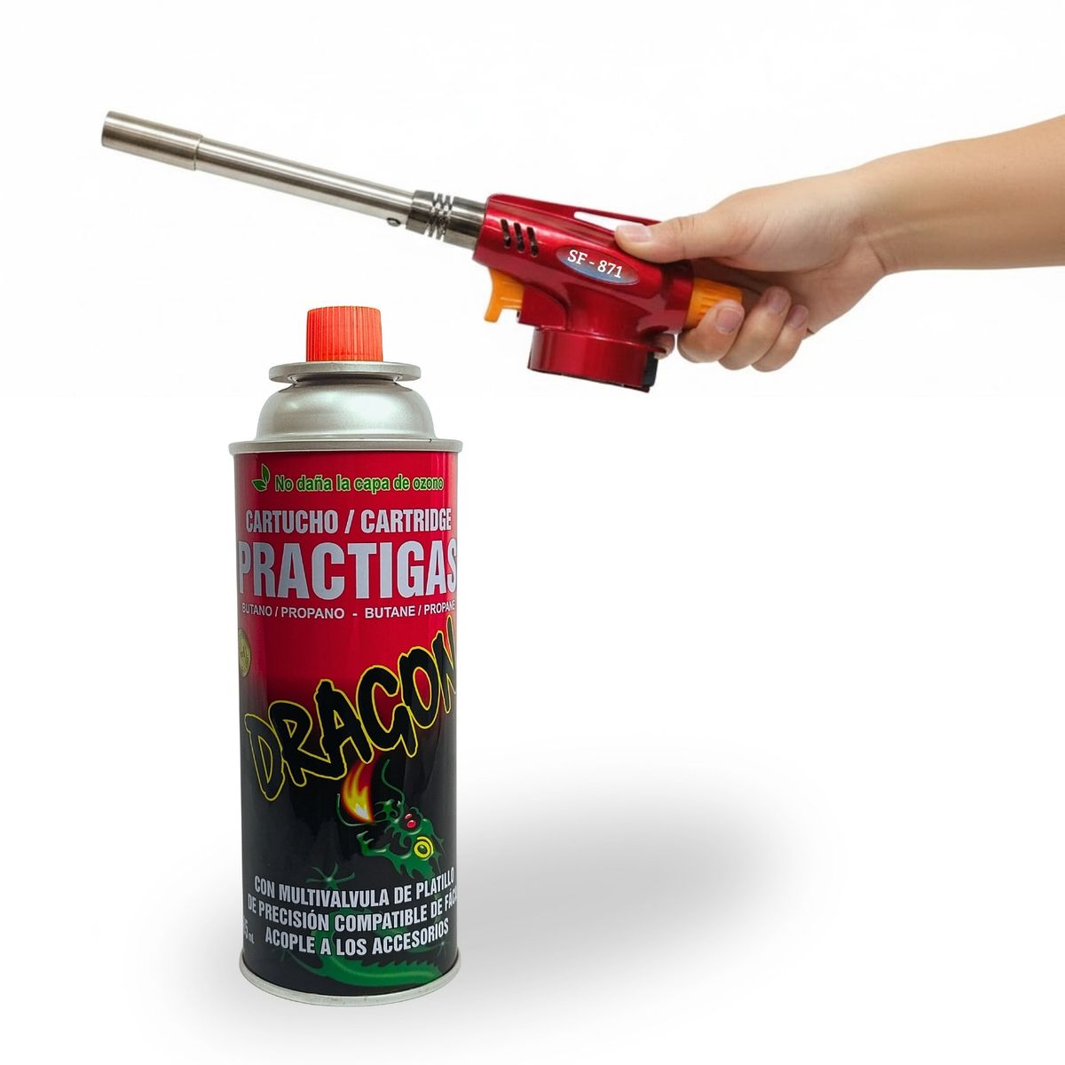 PENTHA - Soplete Encendedor para Parrillas + Cartucho de Gas Butano