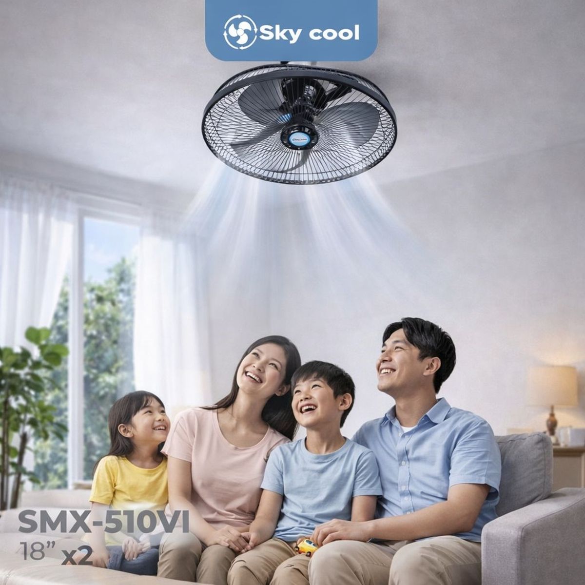 GENERICO - Ventilador 3 en 1 Sky Cool SMX-510VI 18” – Pared, Piso y Pedestal - 45W - 3 Velocidades
