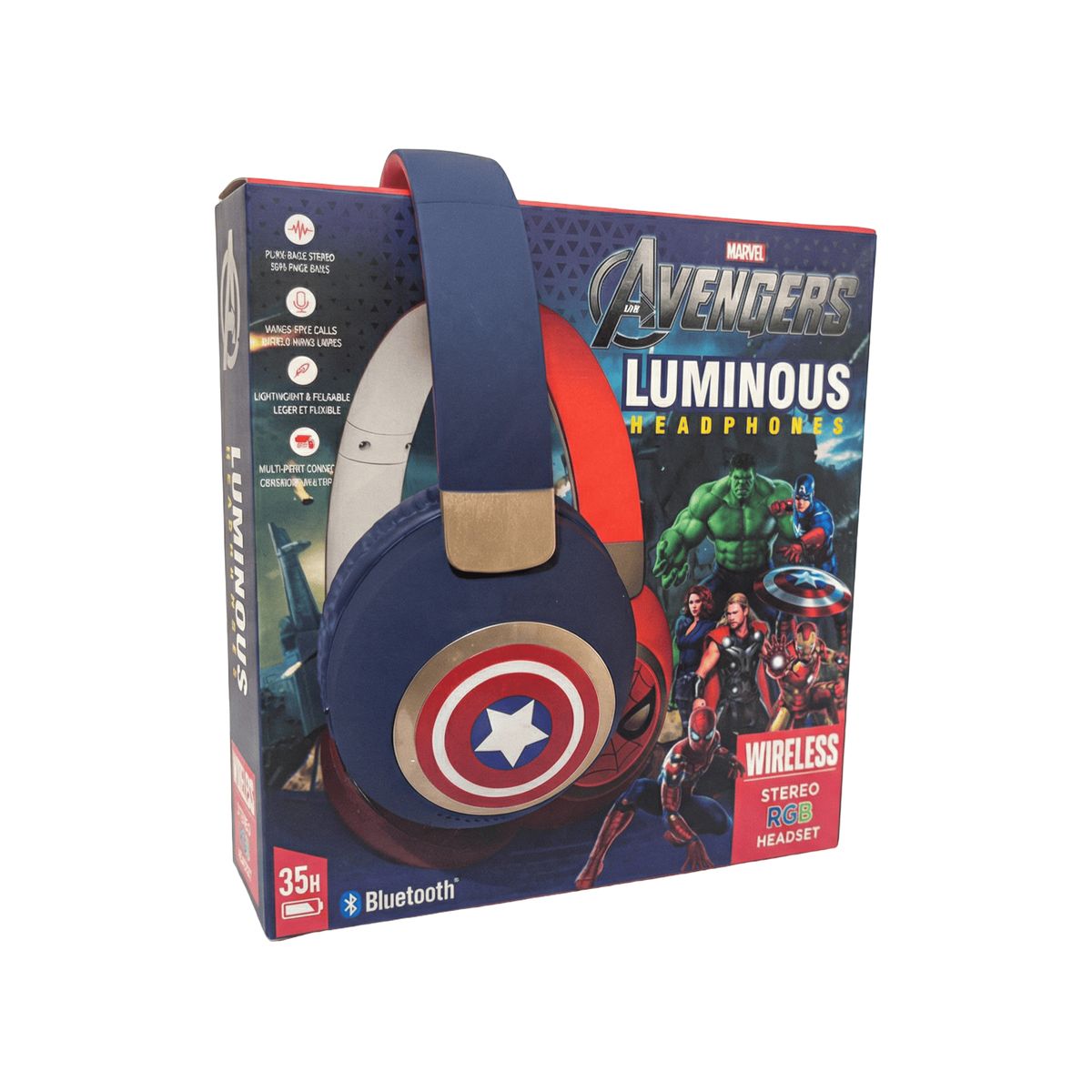 GENERICO - Audífono Inalámbrico Marvel Luminous Capitán América Vincha Azul