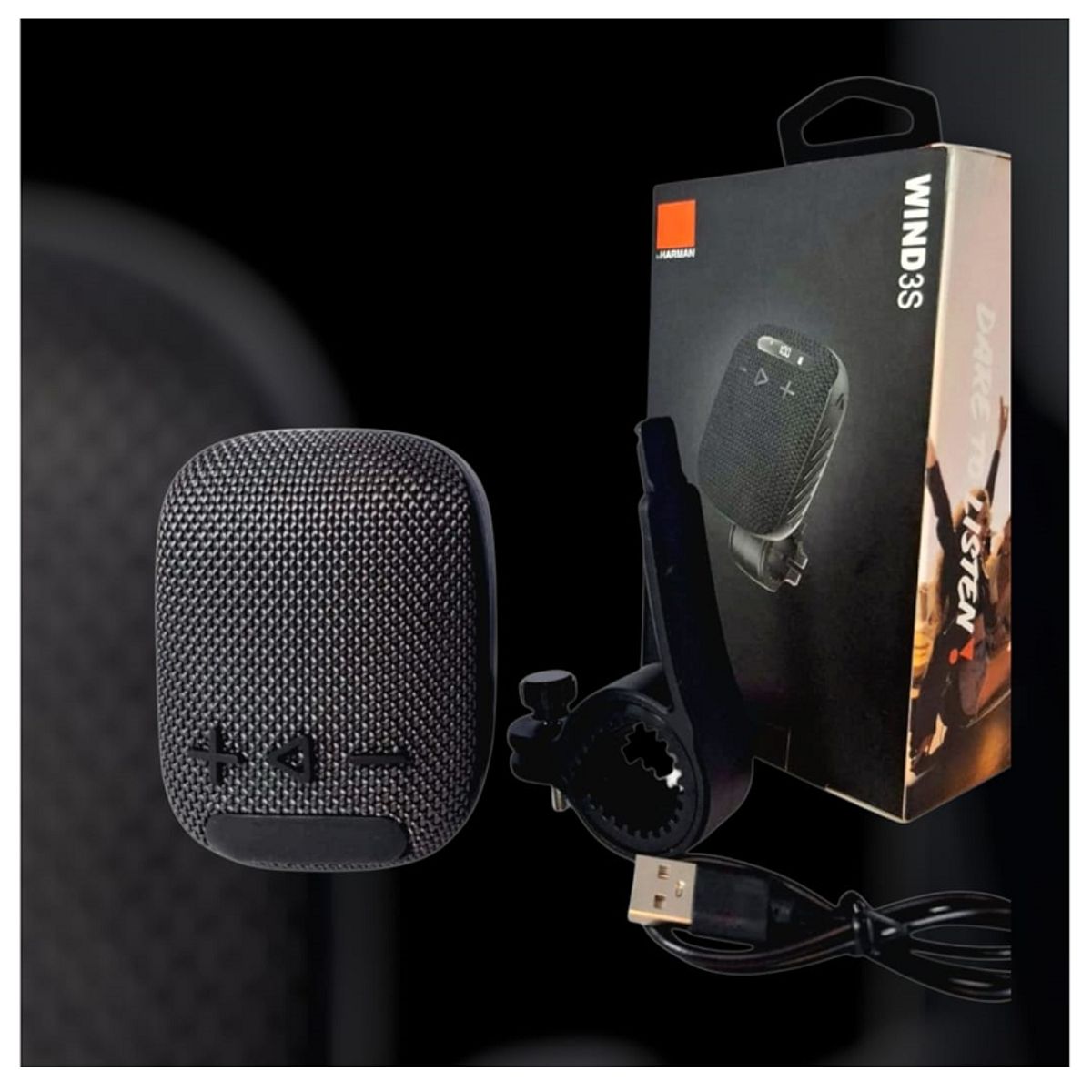 GENERICO - Parlante Bluetooth inalambrico con FM y soporte para Moto y Bicicleta. Altavoz de alta fidelidad + graves potentes  BASS