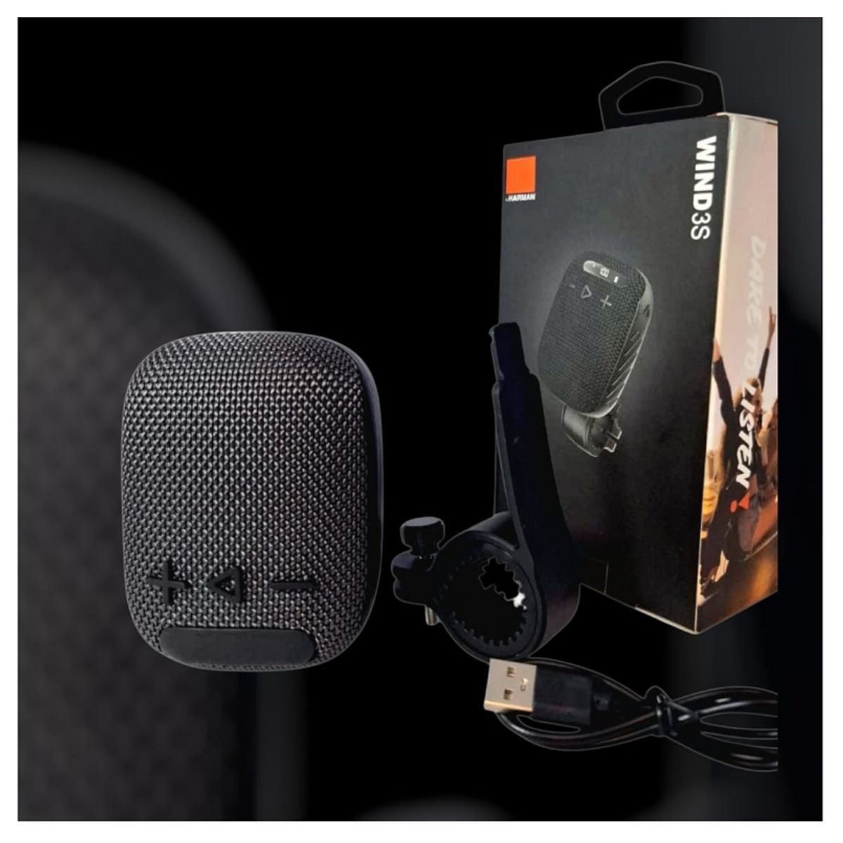 GENERICO - Parlante Bluetooth inalambrico con FM y soporte para Moto y Bicicleta. Altavoz de alta fidelidad + graves potentes  BASS