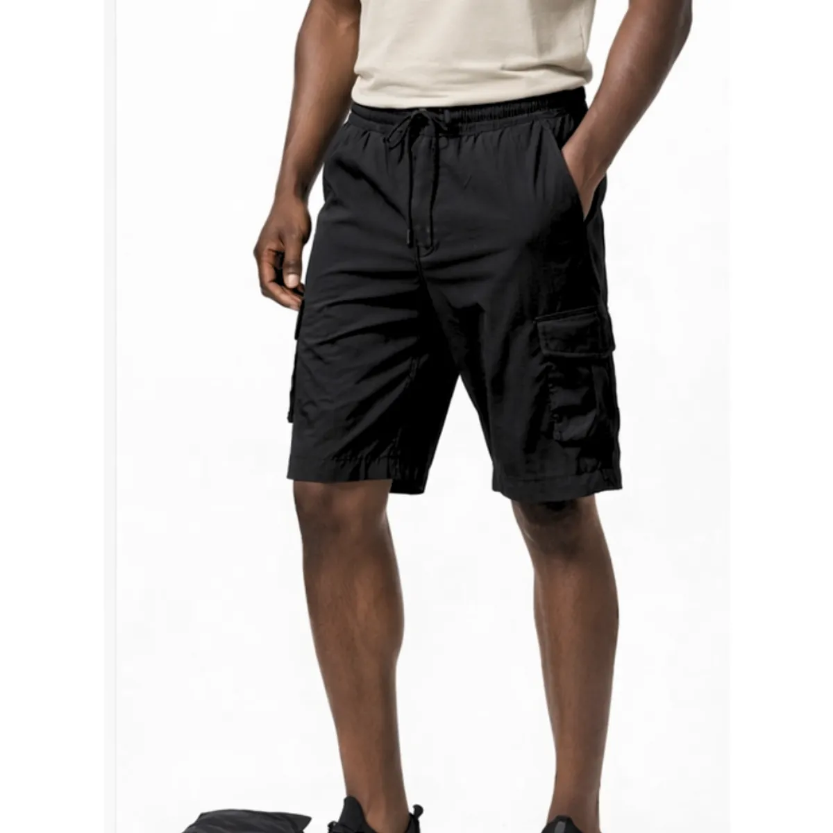 ENKI - Pantalón Cargo Convertible 2 en 1 Hombre Negro Tela Mojada Secado Rápido