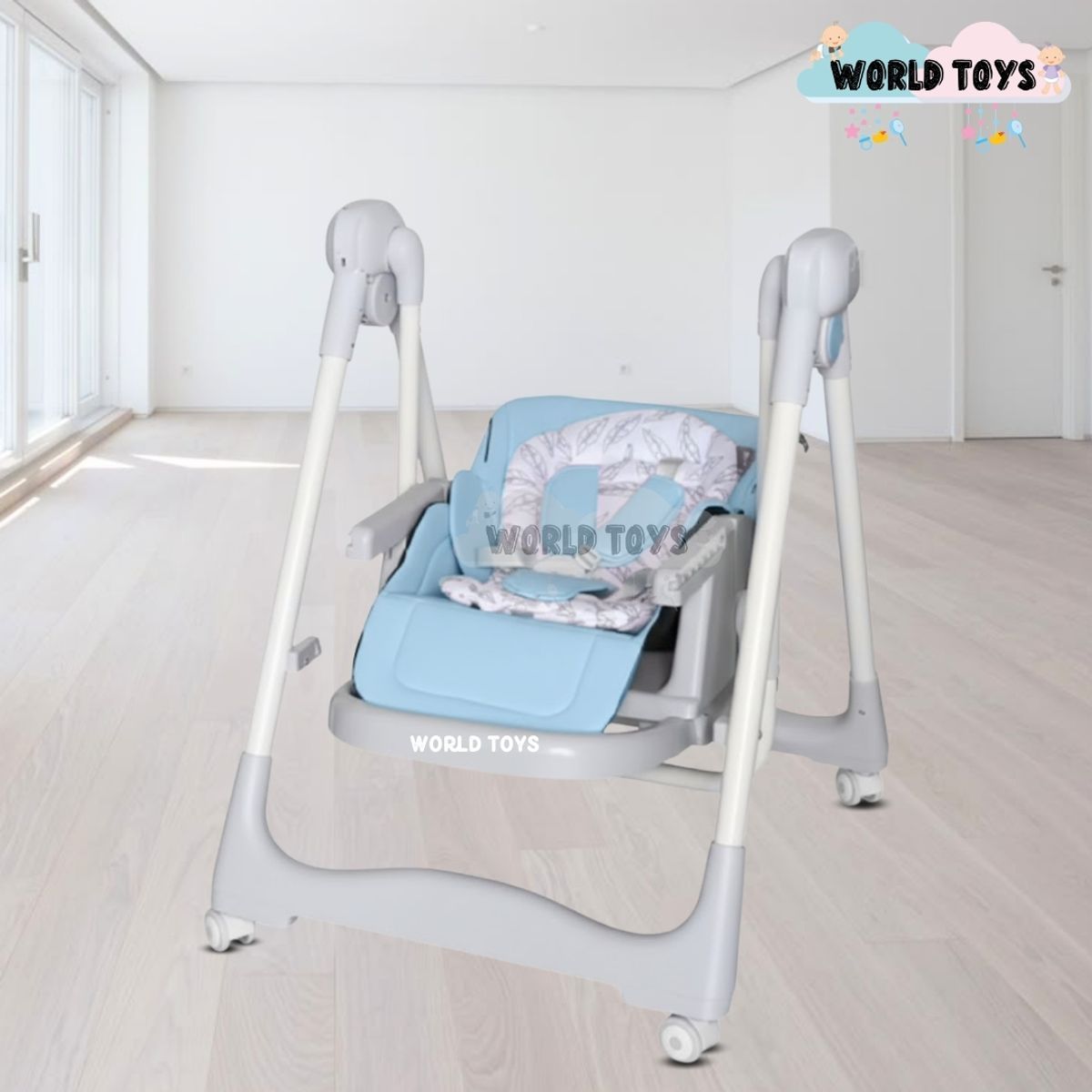Baby - Silla de Comer Columpio 2 en 1 «IVONNY» Edición Especial Light Blue