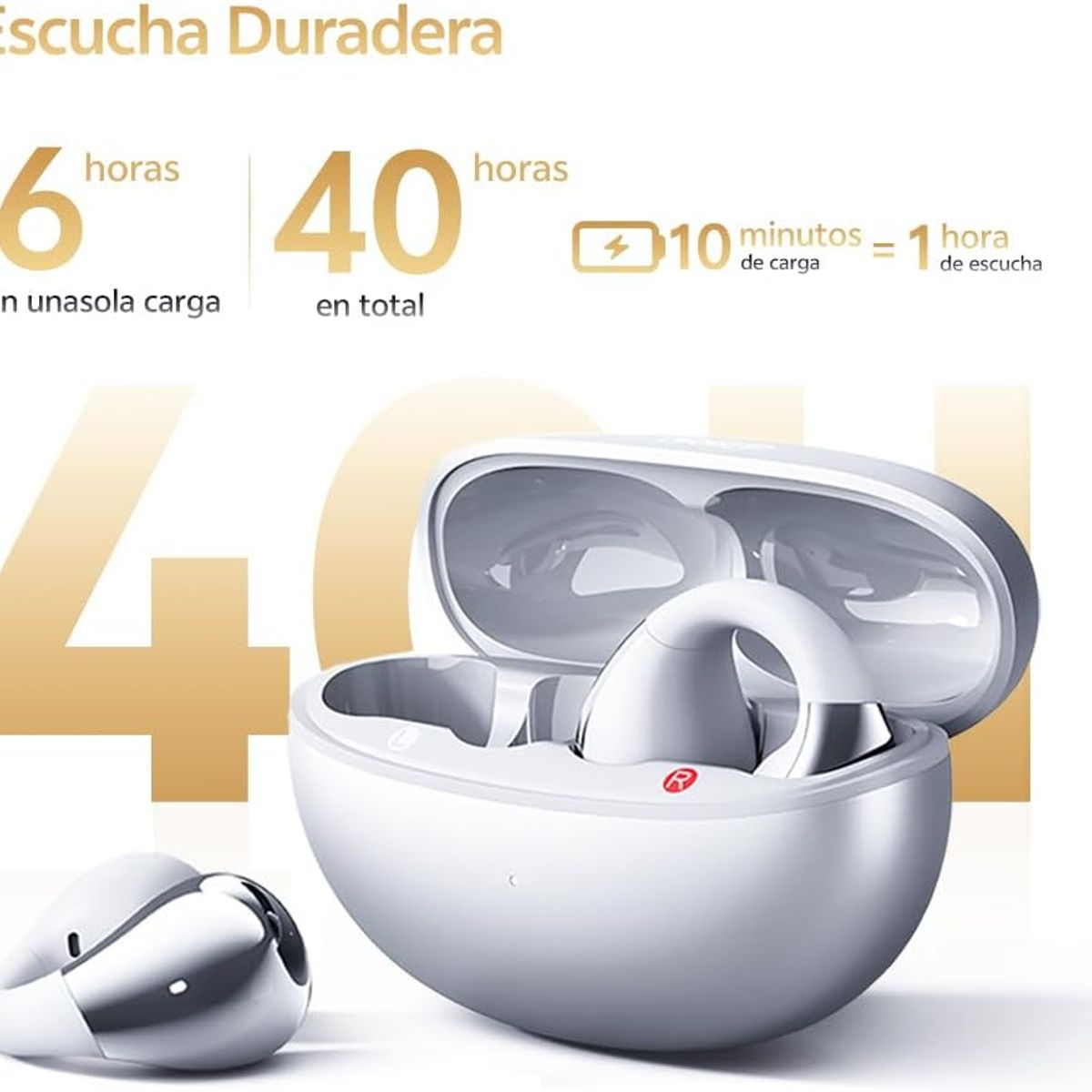 QCY - Audífonos QCY Crossky Open Ear C30S Hi-Res Audio con LDAC Bluetooth 6.0 - plateado