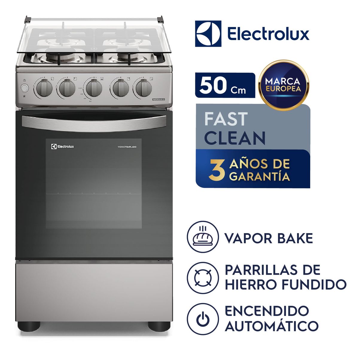 ELECTROLUX - Cocina Electrolux 4 hornillas 50 cm Silver FE4XSR