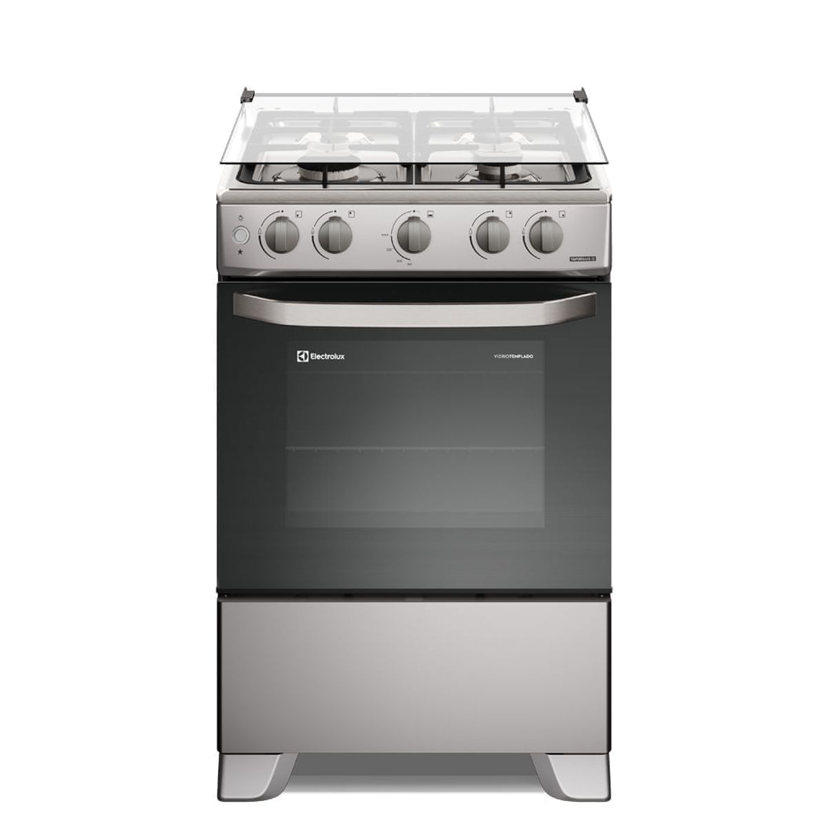 ELECTROLUX - Cocina Electrolux 4 quemadores 60Cm Efficient VaporBake y Parrillas Hierro Fundido Silver FE4OSR