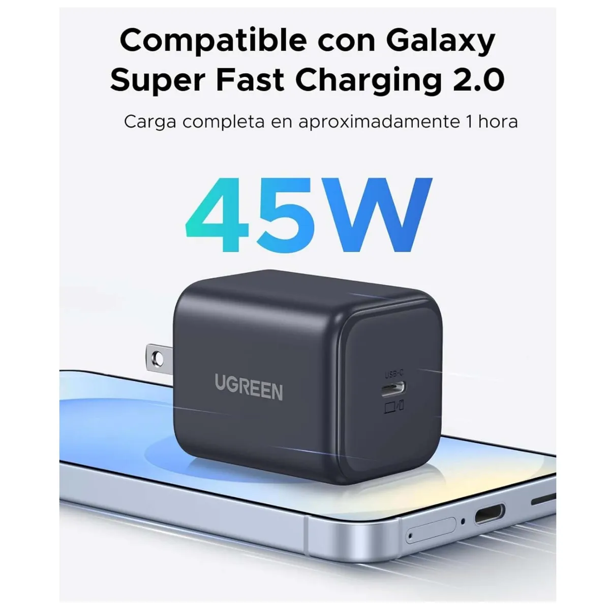 UGREEN - Cargador UGREEN Carga Rapida 45W GaN USB-C Ultra Compacto