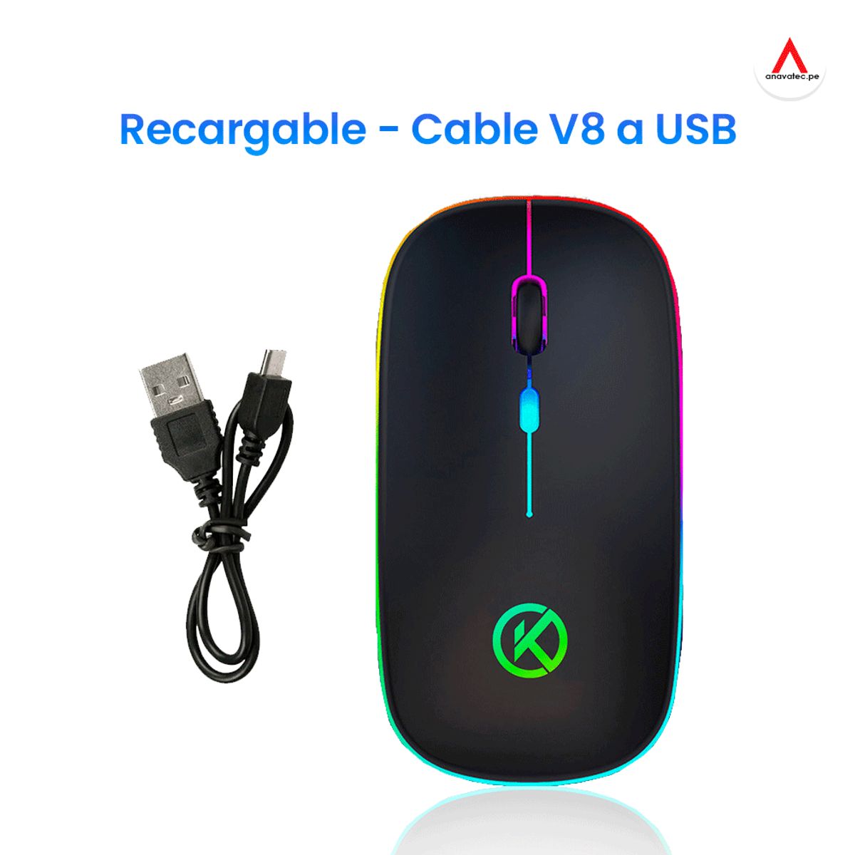 KREED - Mouse RGB Inalámbrico Recargable K301 -  Plata