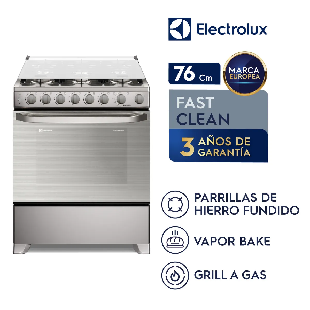 ELECTROLUX - Cocina Electrolux 6 hornillas 76 cm Inox FE6TMR