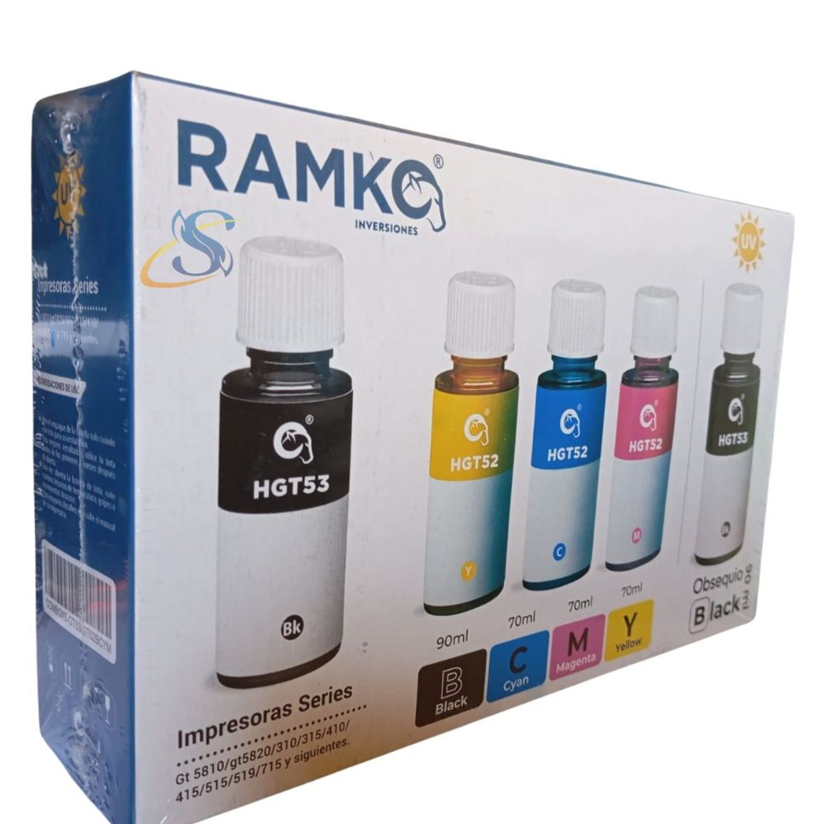 GENERICO - PACK TINTA COMPATIBLE GT52 GT53 +1 TINTA BK DE OBSEQUIO