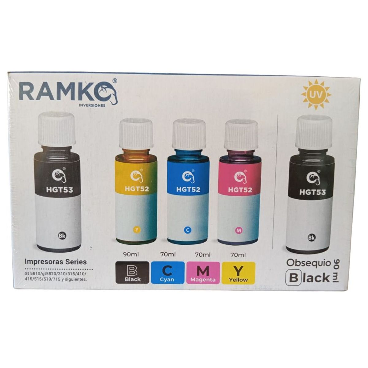 GENERICO - PACK TINTA COMPATIBLE GT52 GT53 +1 TINTA BK DE OBSEQUIO