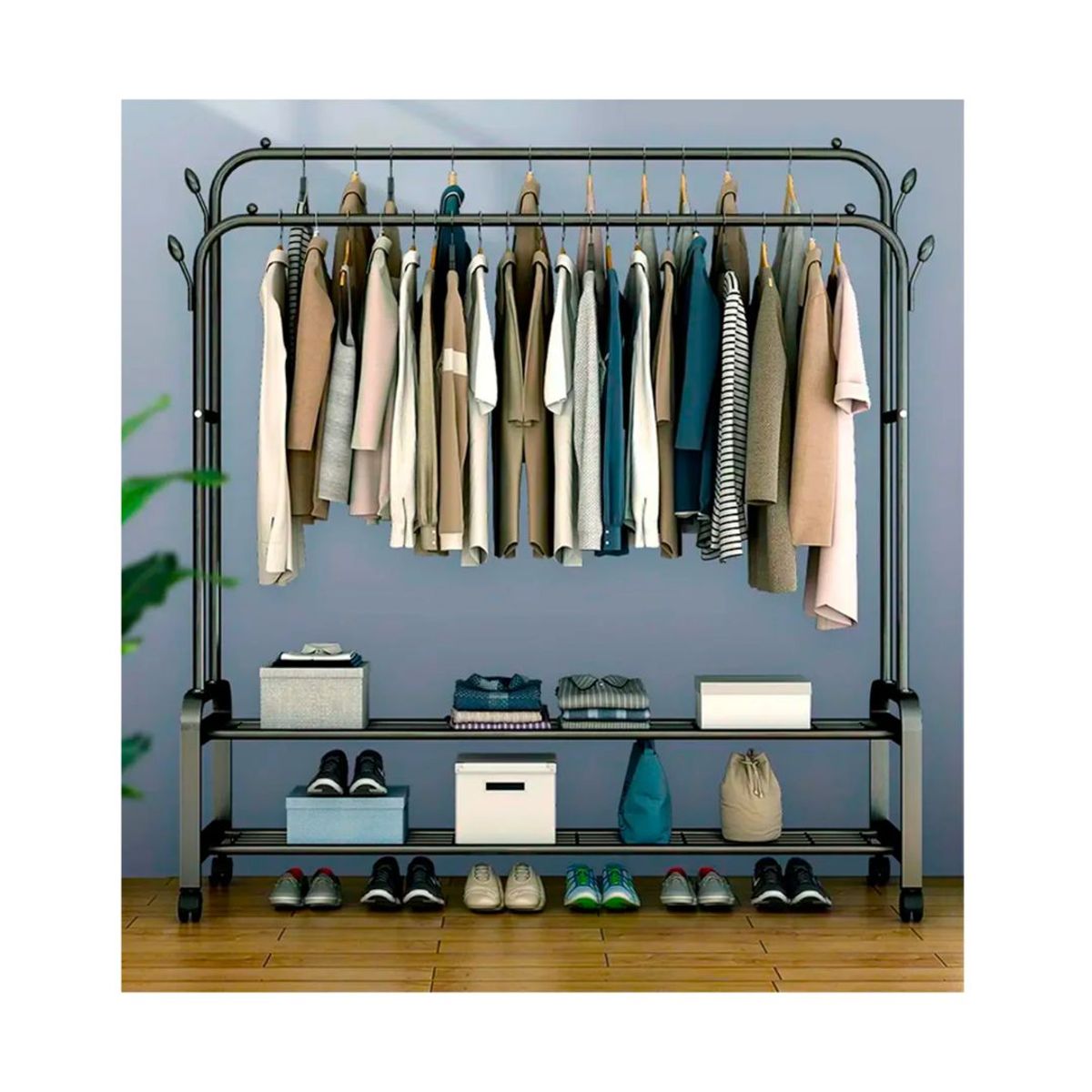 GENERICO - PERCHERO Y ZAPATERA 2 NIVELES CON RUEDAS