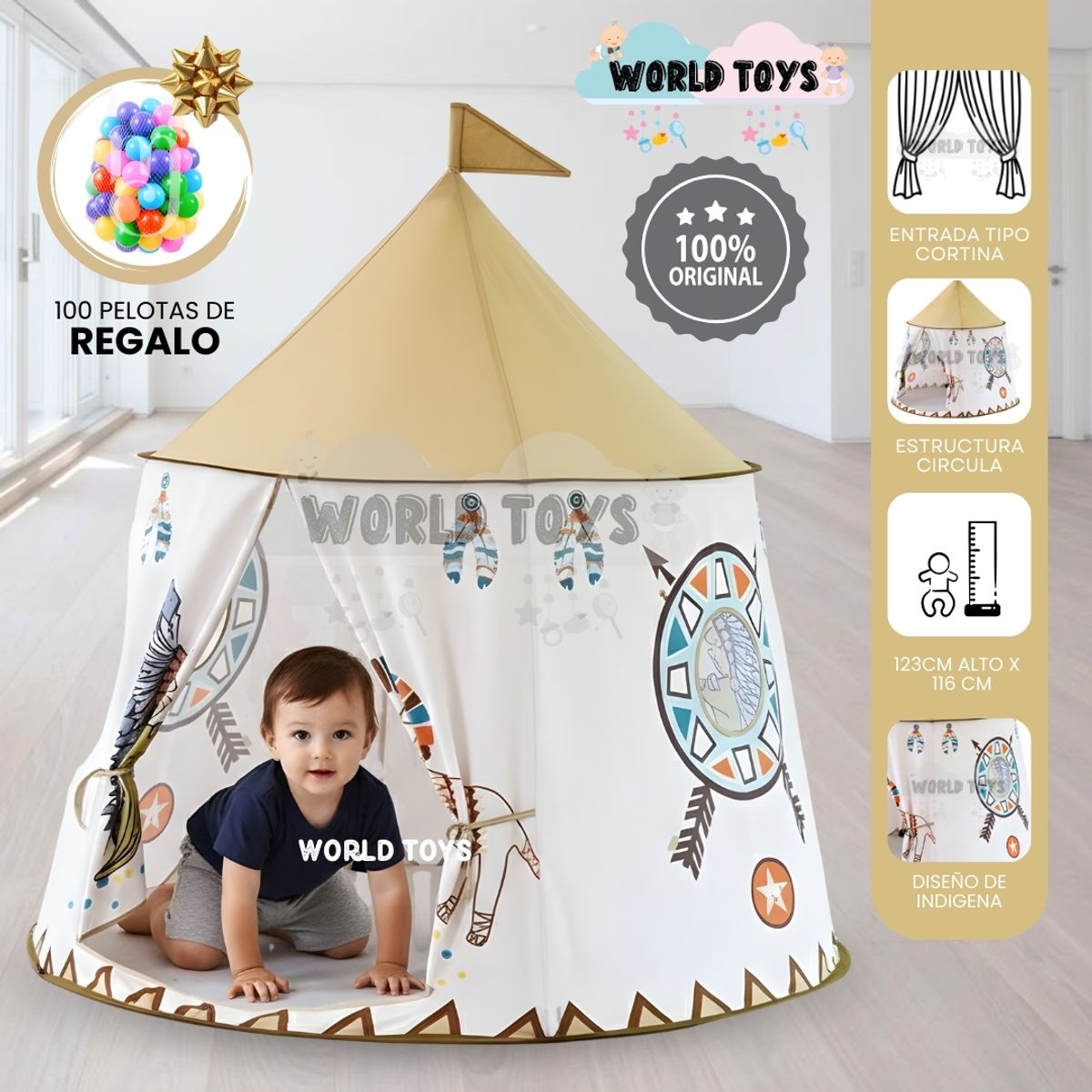 Baby - Tienda de juegos Plegable «BABY INDI» Edición Limitada Beige