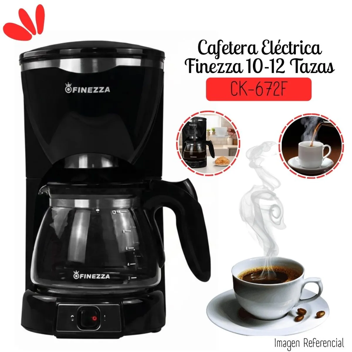 FINEZZA - Cafetera Finezza de 1.25 Lt 1000 watts CK-672F
