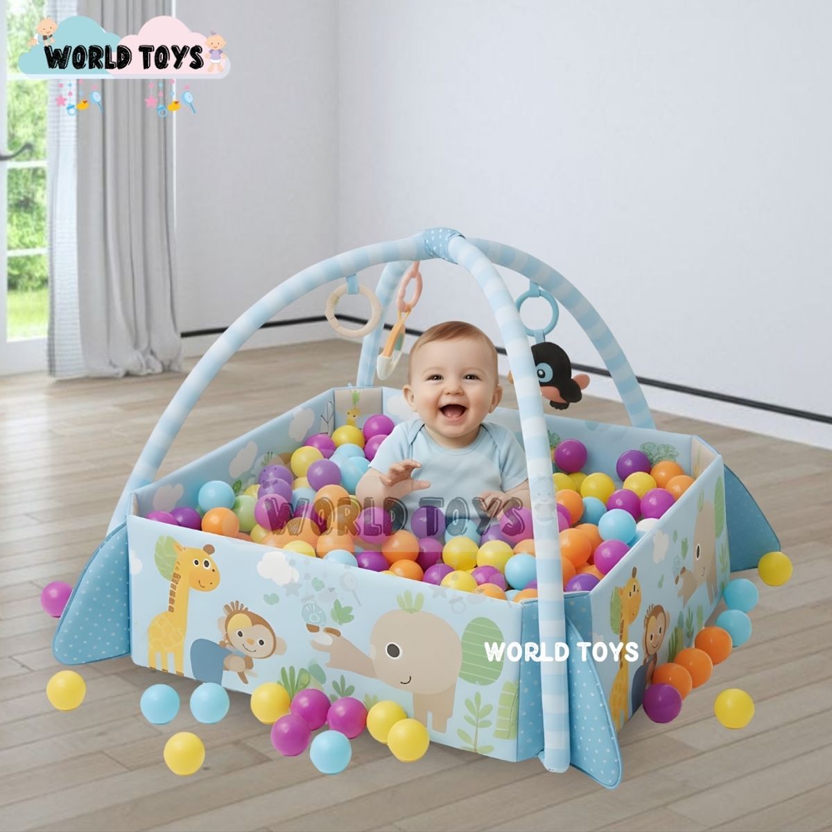 Baby - Gimnasio Interactivo y Alfombra «BABY JUNGLE» con Pelotas Blue Light