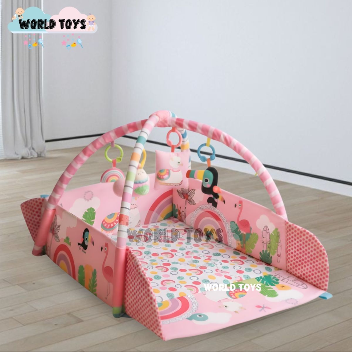 Baby - Gimnasio Interactivo y Alfombra «BABY JUNGLE» con Pelotas Pink