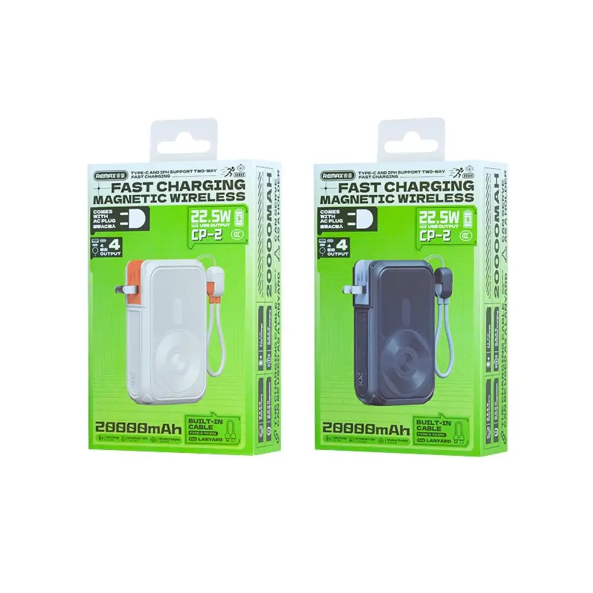 GENERICO - REMAX CP-2  Power Bank con Carga Inalámbrica Magnética de 15W y Cable Incorporado