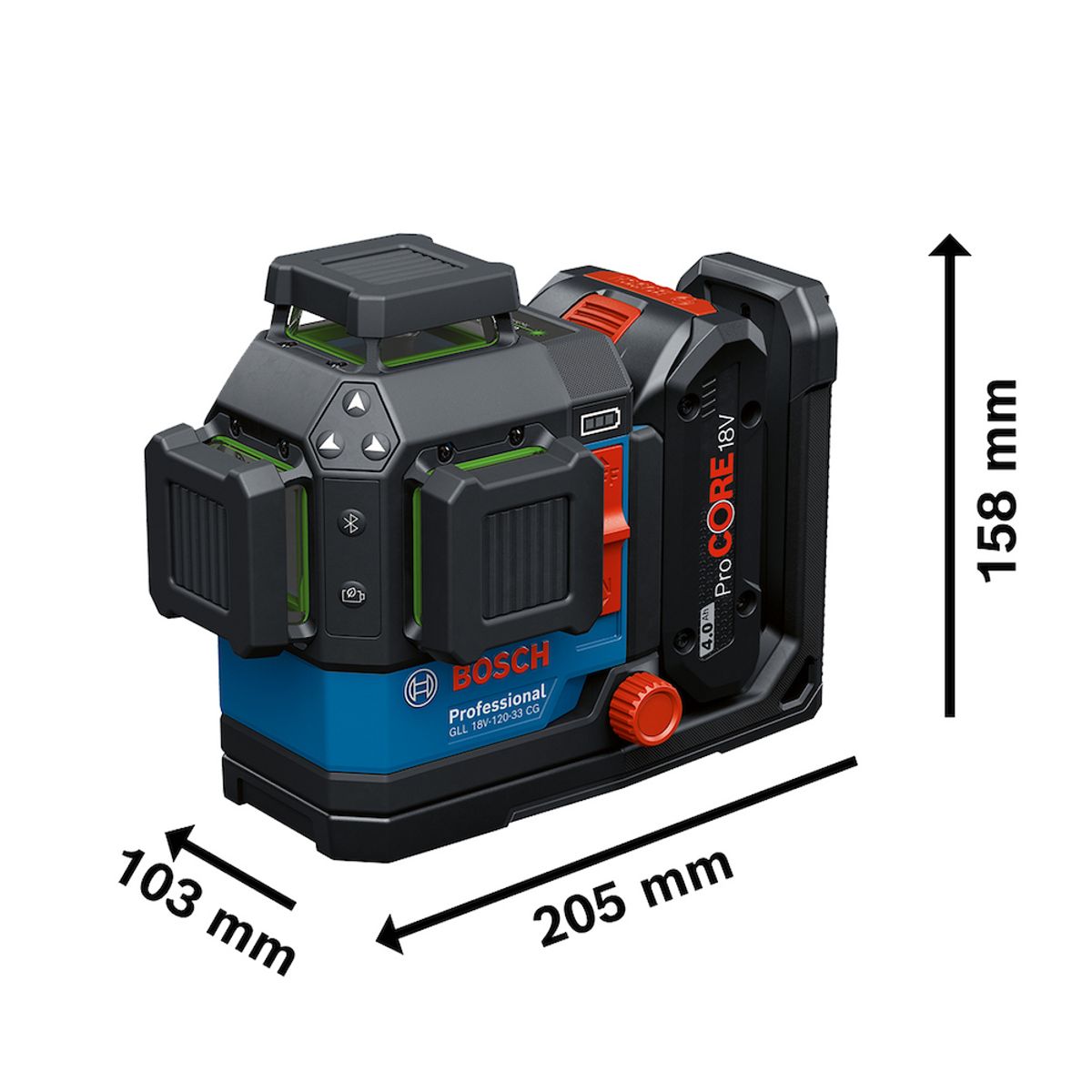 BOSCH - Nivel Láser Verde Bosch Gll 18v-120-33 Cg Alcance 120m Radio