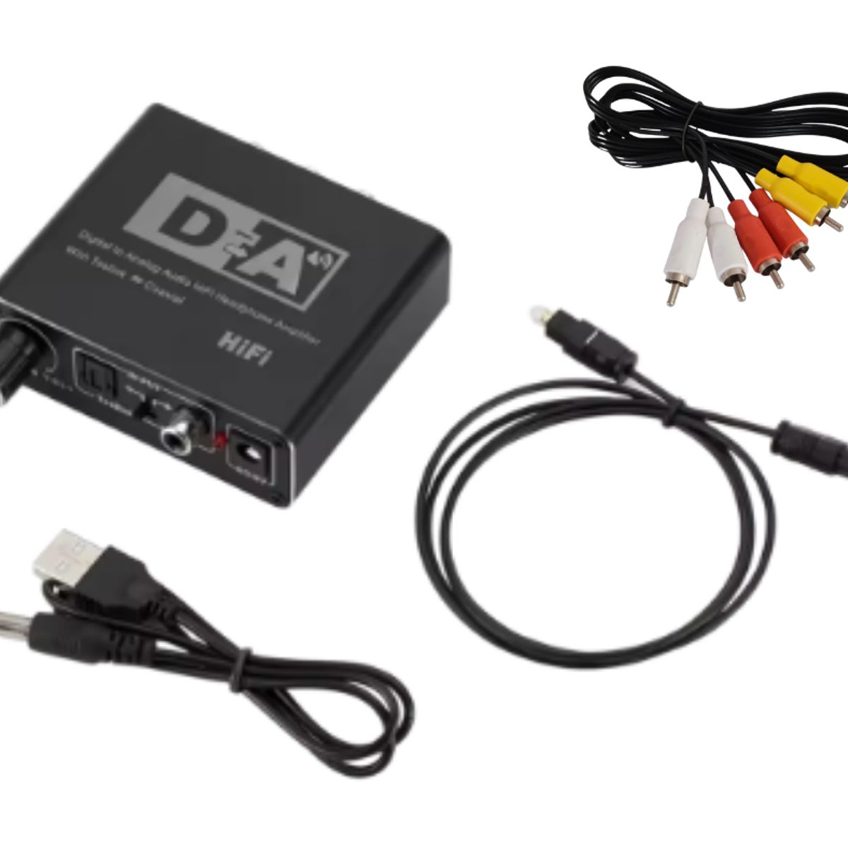 GENERICO - Convertidor Óptico DA Hifi Kit Cable Óptico + Rca A Rca