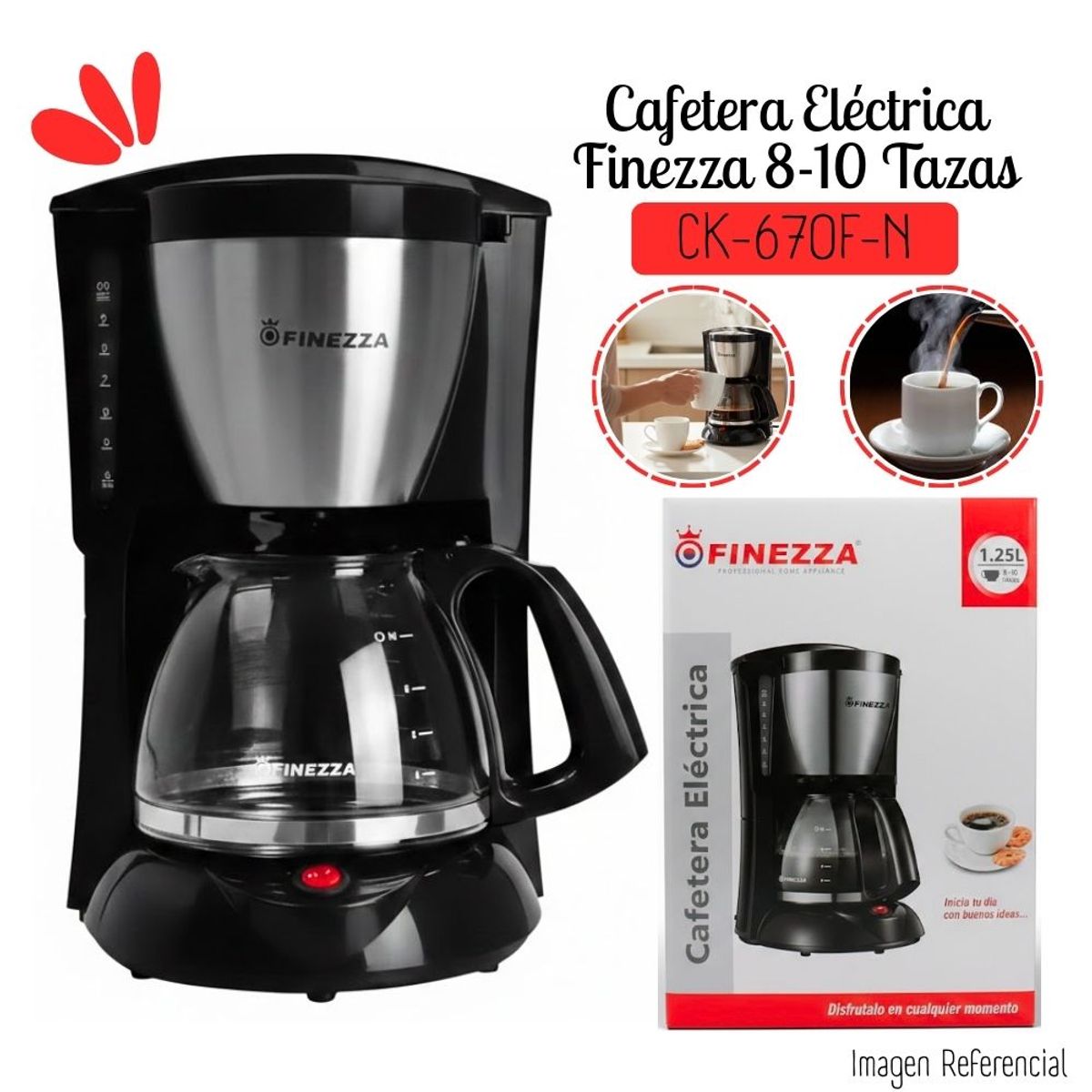 FINEZZA - Cafetera Finezza CK-670F 1.25 litros 1000 watts