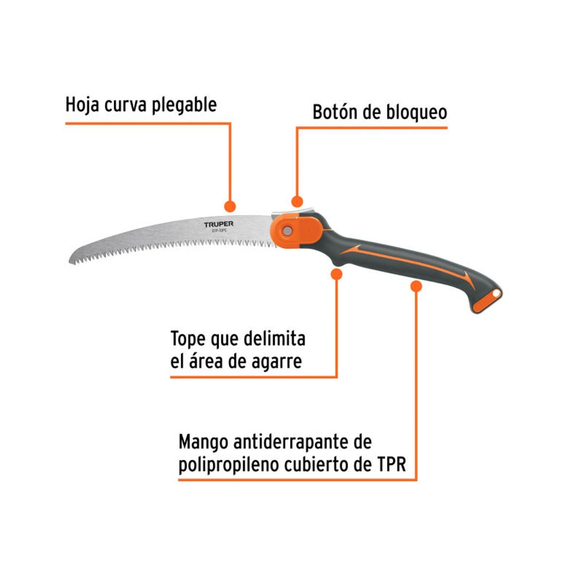 TRUPER - Serrucho plegable 10 hoja curva 5 DPP mango plásticoTruper - 100198