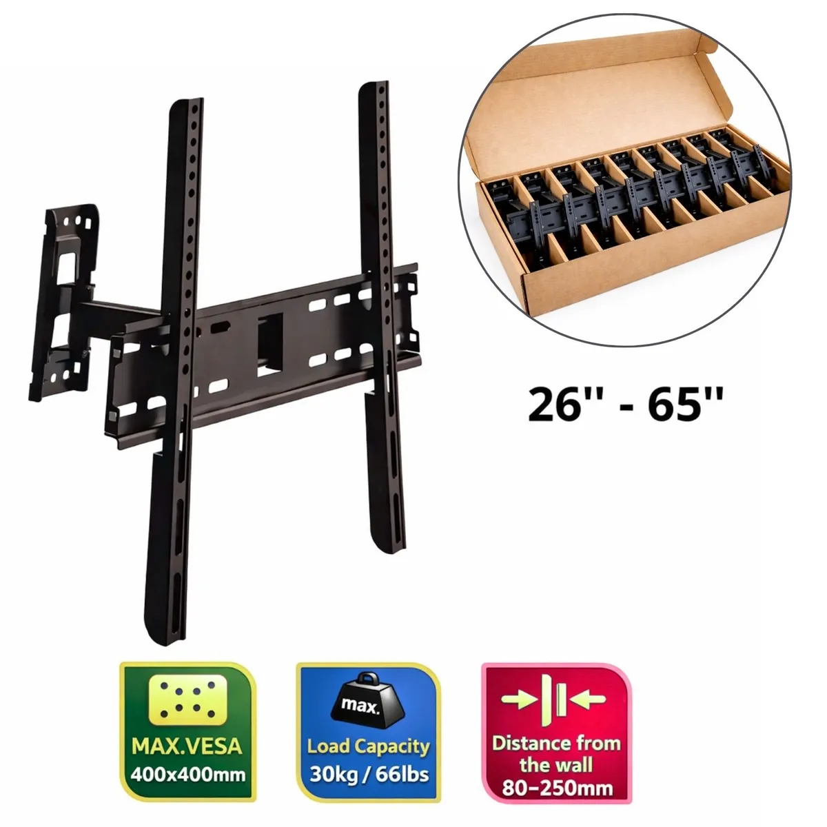 GENERICO - Caja de 10 Soporte montaje de TV MD3123 LCD/LED de 26 a 65 pulgadas